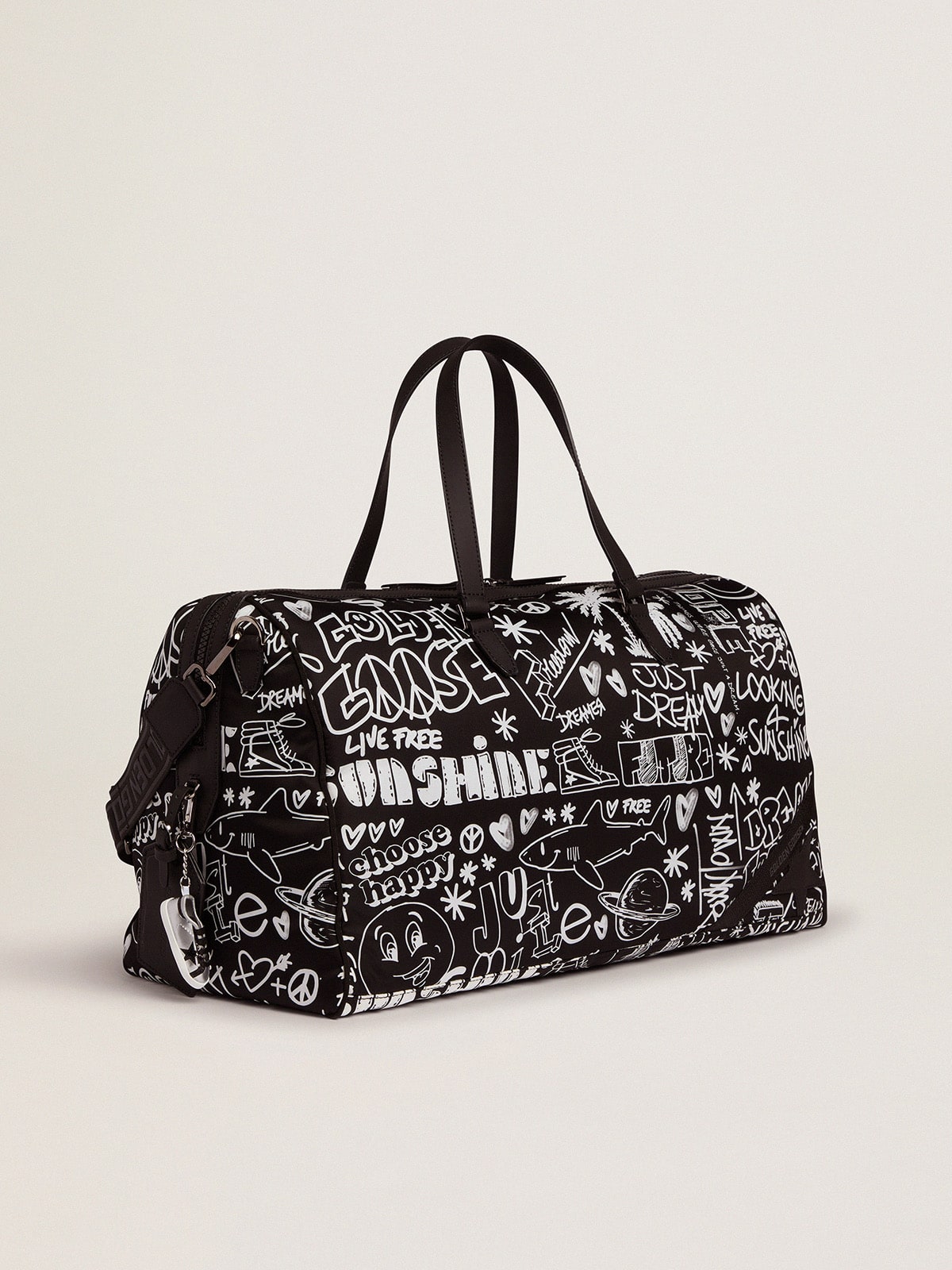 Golden Goose - Journey duffle bag in black nylon with contrasting white decorations in 