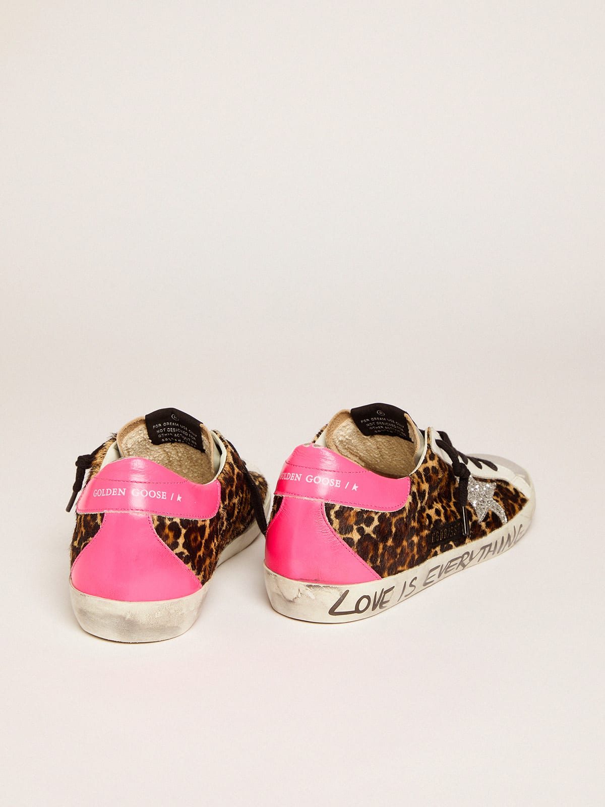 Super-Star sneakers in leopard-print pony skin with silver glitter star | Golden  Goose