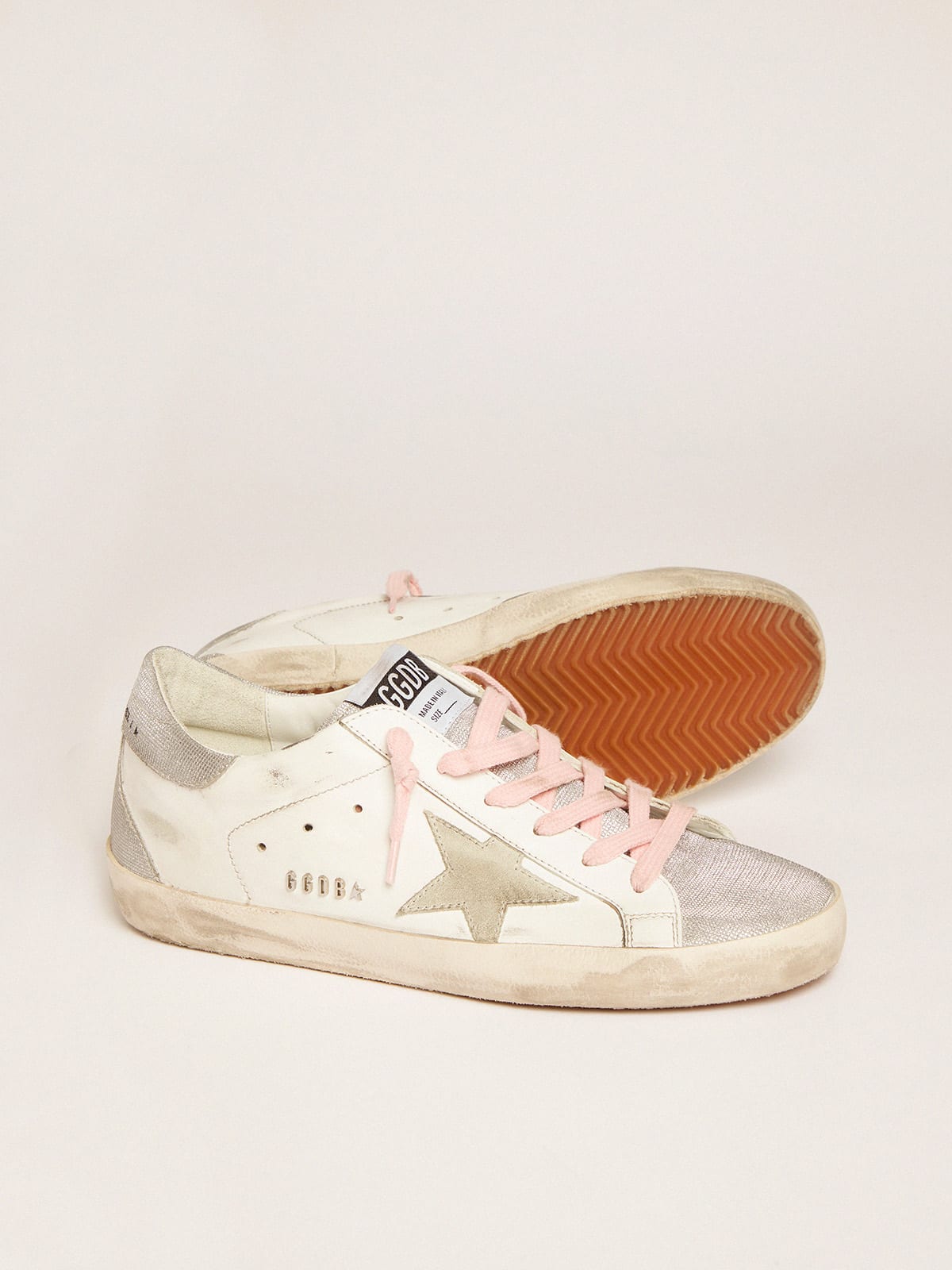 Super-Star sneakers with silver glitter tongue and heel tab with 