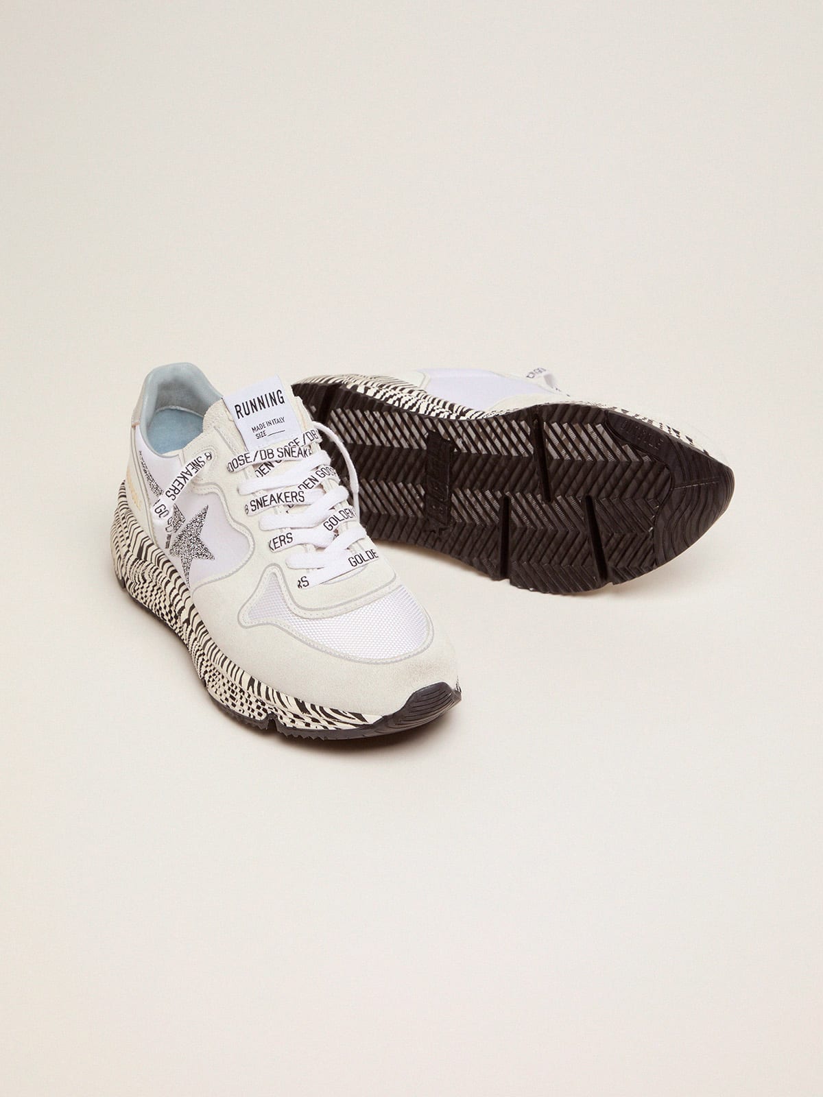 Running Sole sneakers with zebra-print sole and crystals | Golden Goose