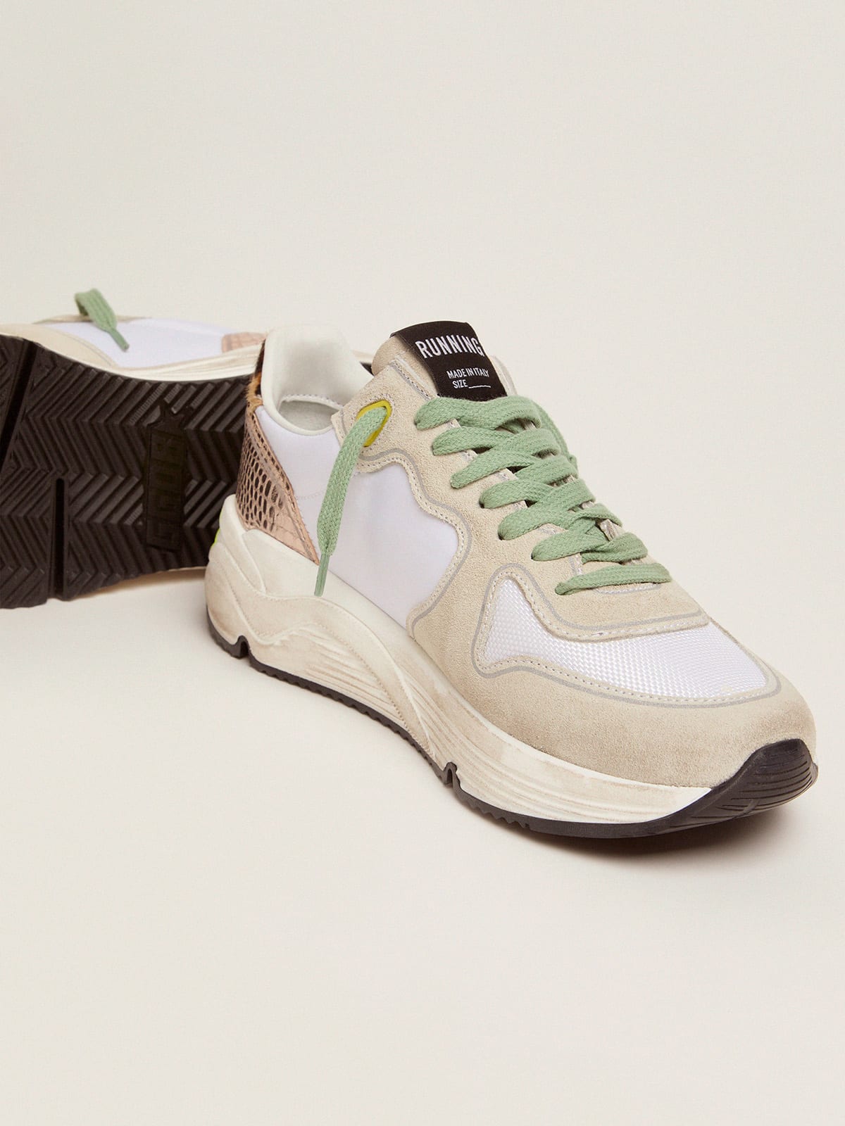 Running Sole sneakers in suede with glitter and leopard print | Golden Goose