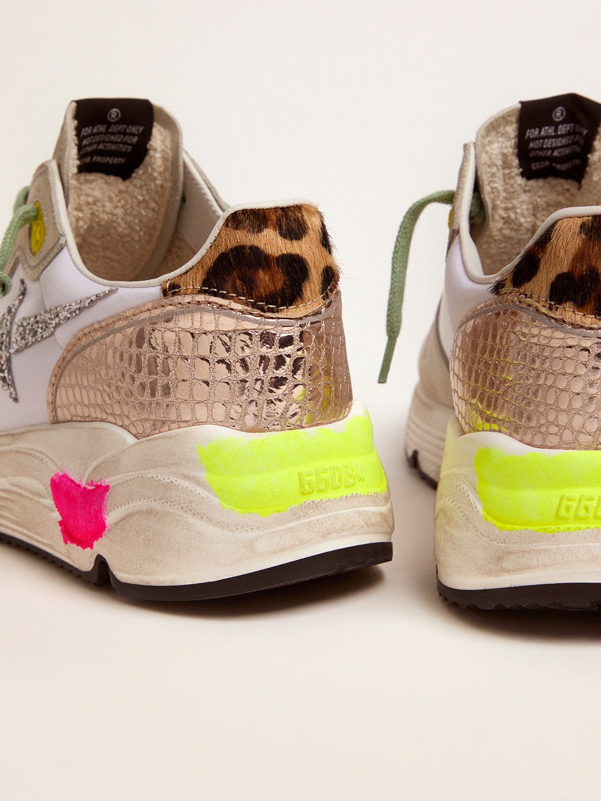 Running Sole sneakers in suede with glitter and leopard print | Golden Goose