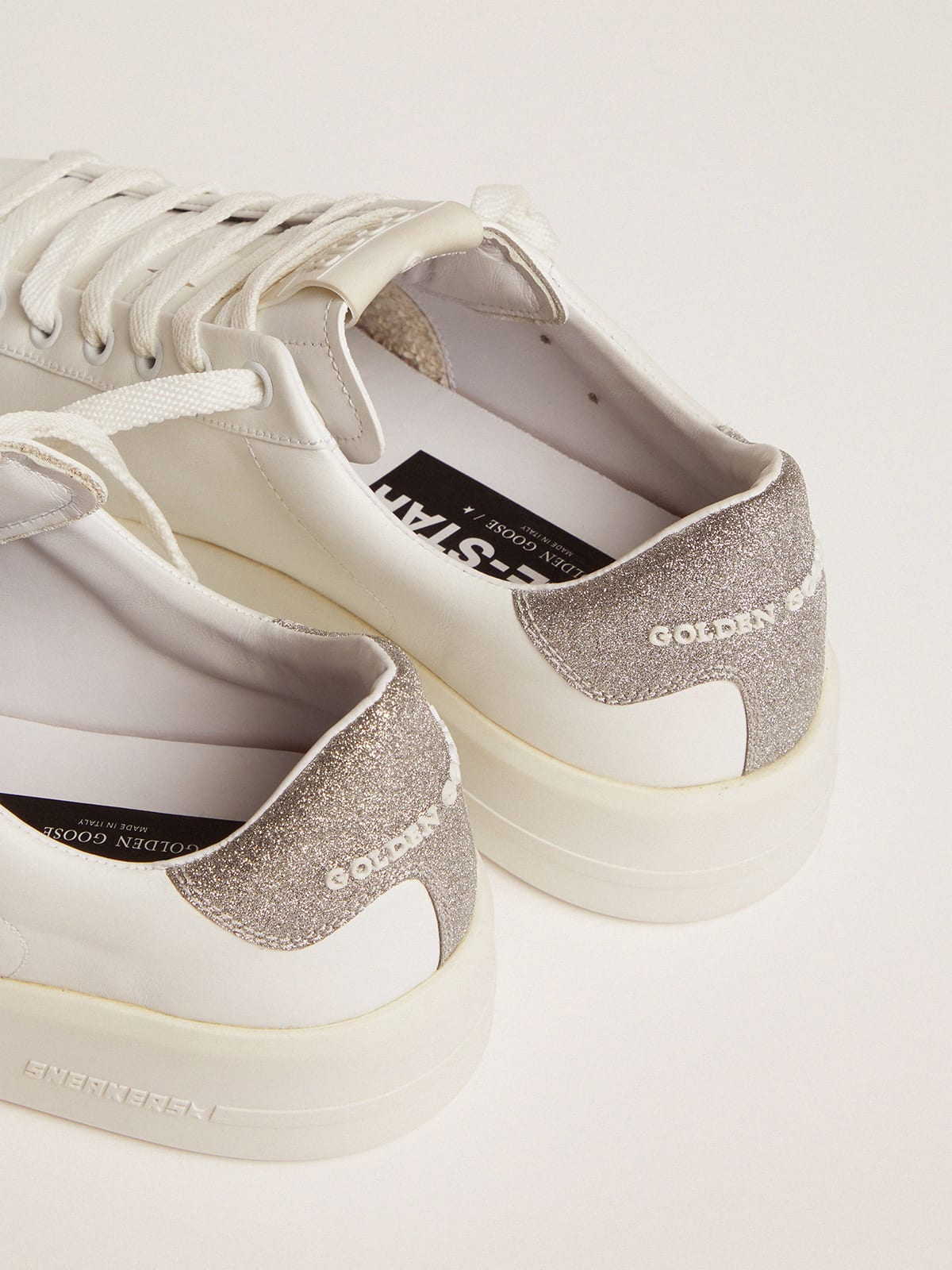 Golden Goose - Purestar sneakers with glittery silver heel tab in 