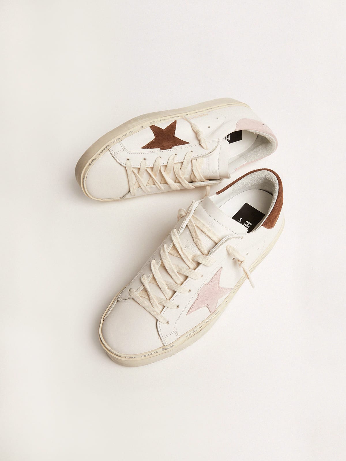 Hi Star LTD sneakers with brown suede star and pink heel tab | Golden Goose