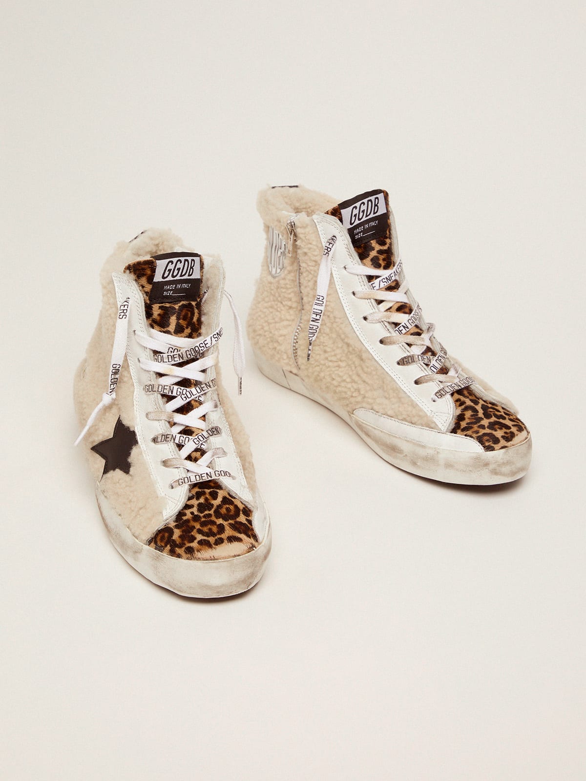 Golden Goose - Francy sneakers made of shearling and pony skin with a leopard print in 
