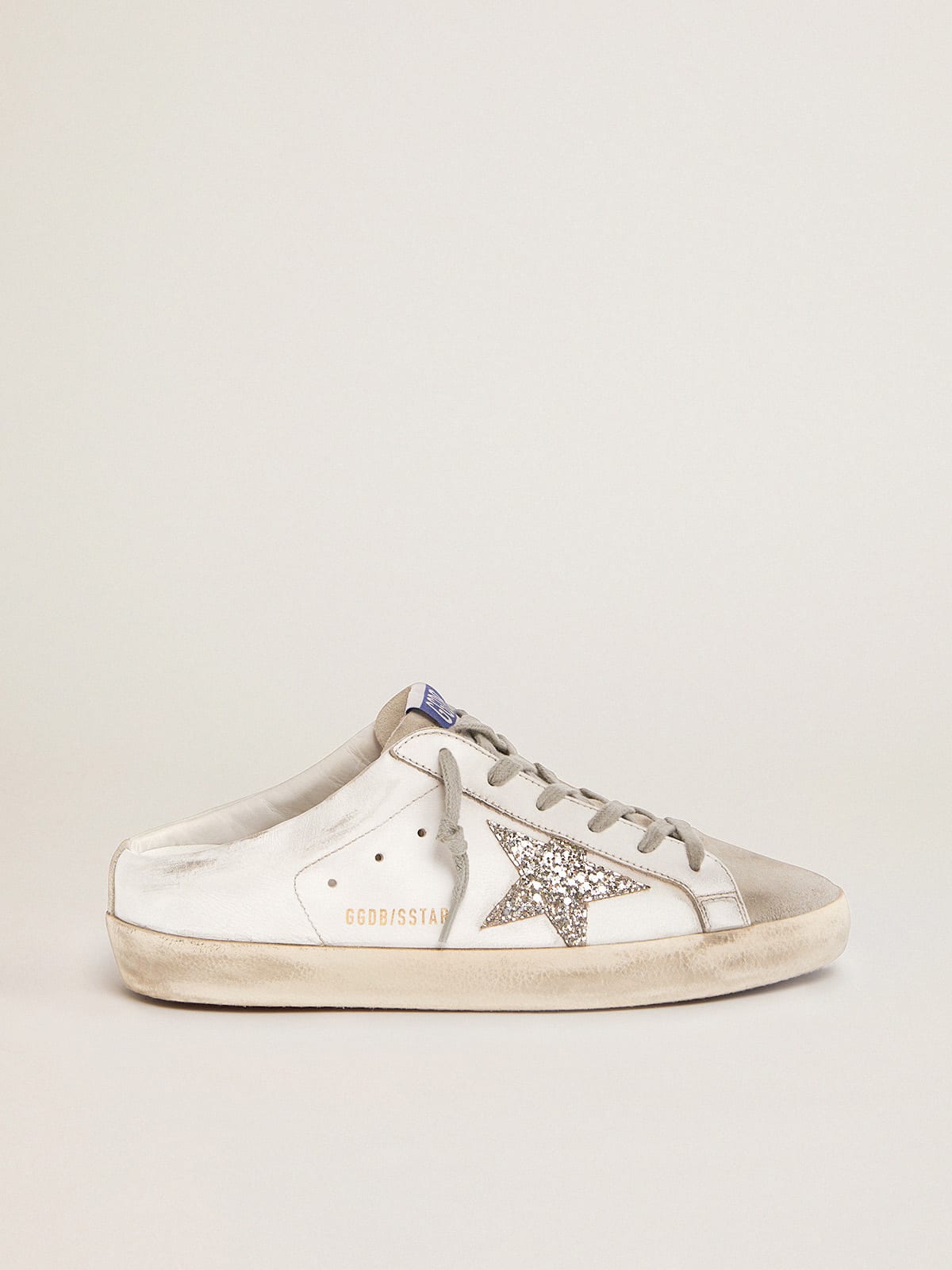 Super-Star in silver glitter with ice-gray suede star