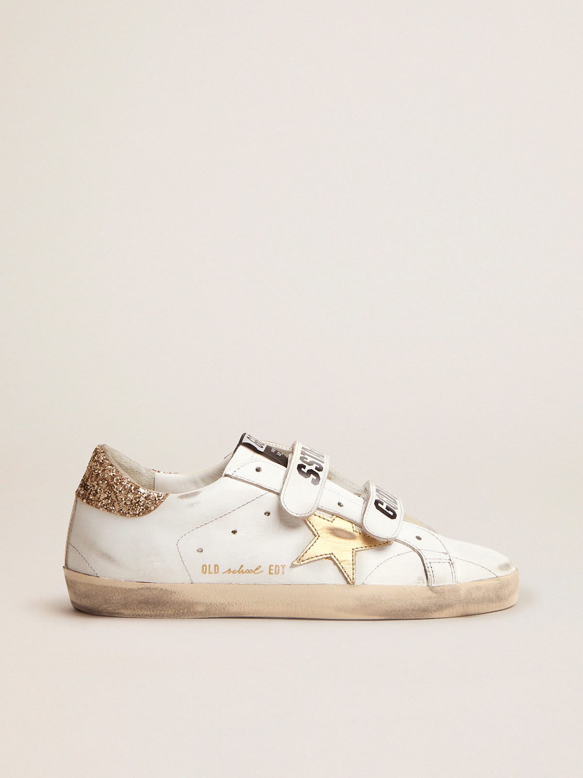 Old School sneakers with gold laminated leather star | Golden Goose