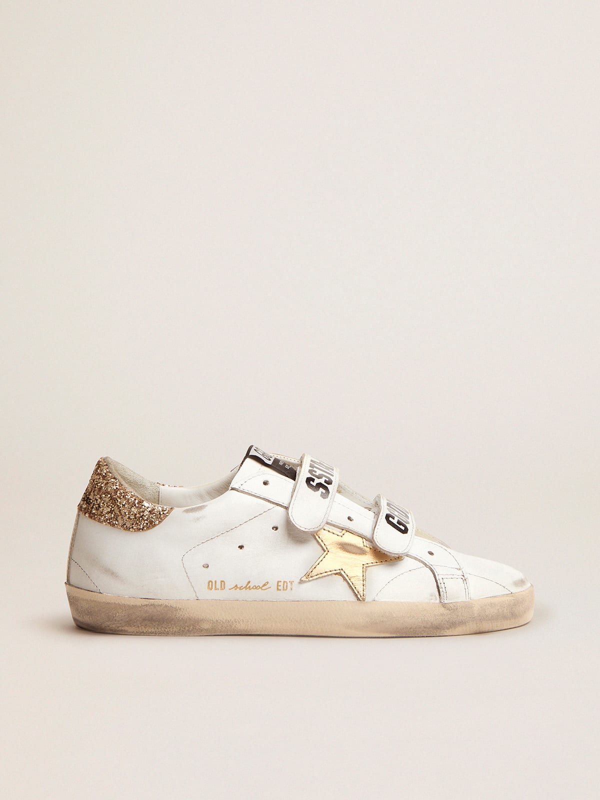 Women\'s Old School with gold star in laminated leather | Golden Goose