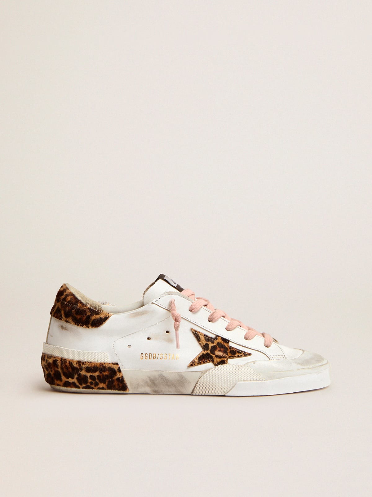 Women's Slide in leopard print pony skin with silver leather star