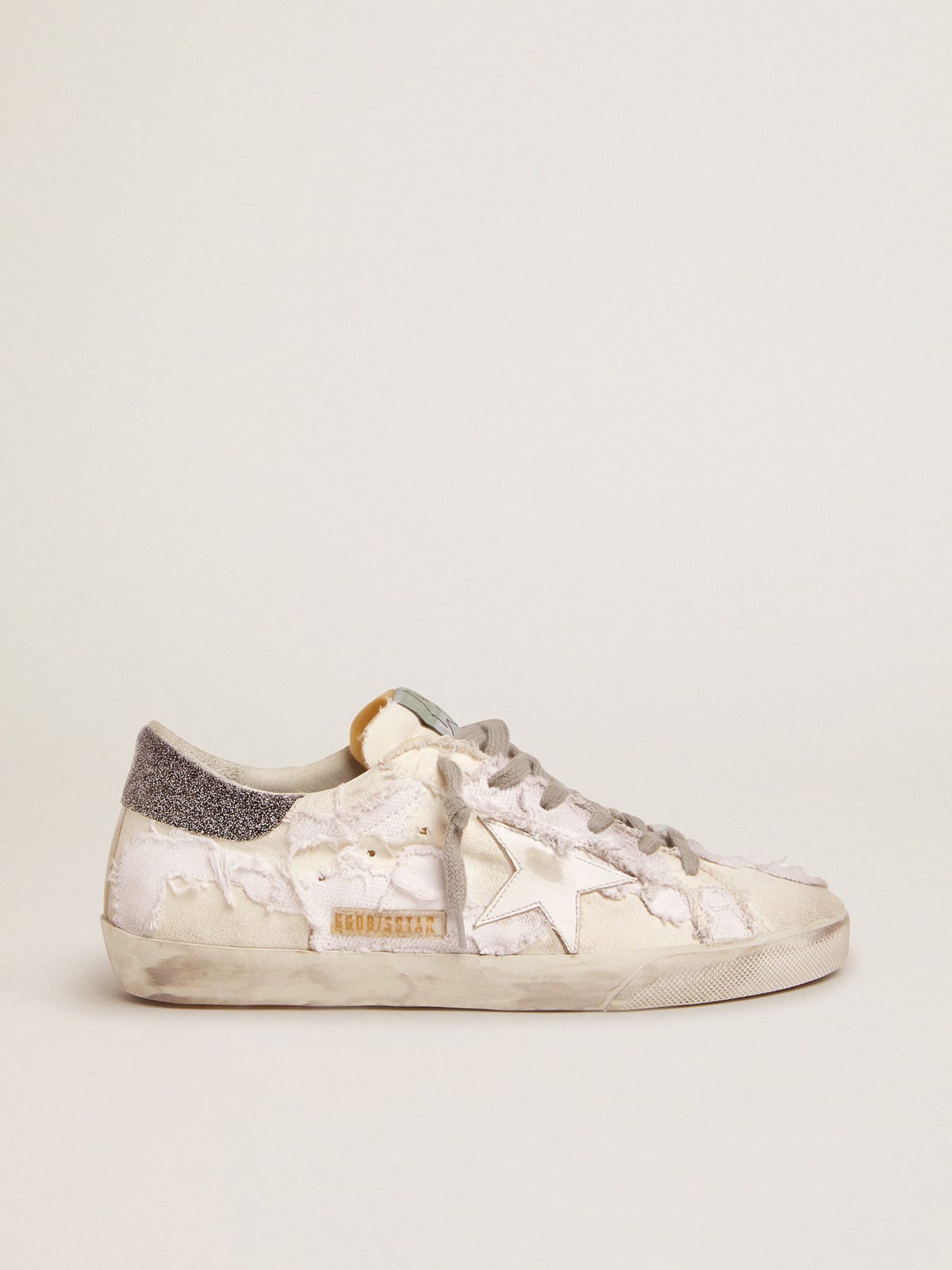 Golden Goose - Women’s canvas Super-Star sneakers with Swarovski crystal heel tab in 