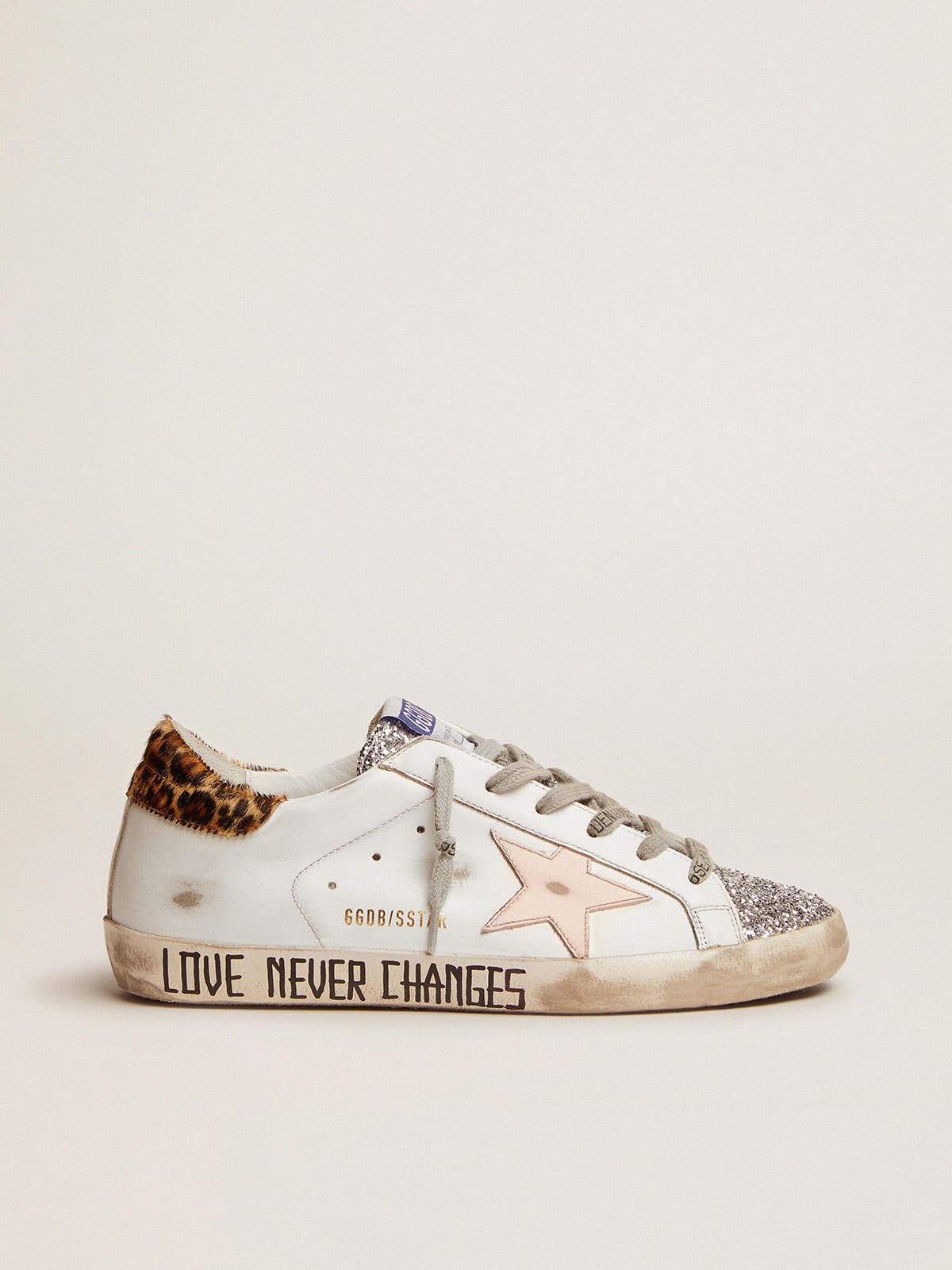 Super-Star sneakers with silver glitter tongue and handwritten ...