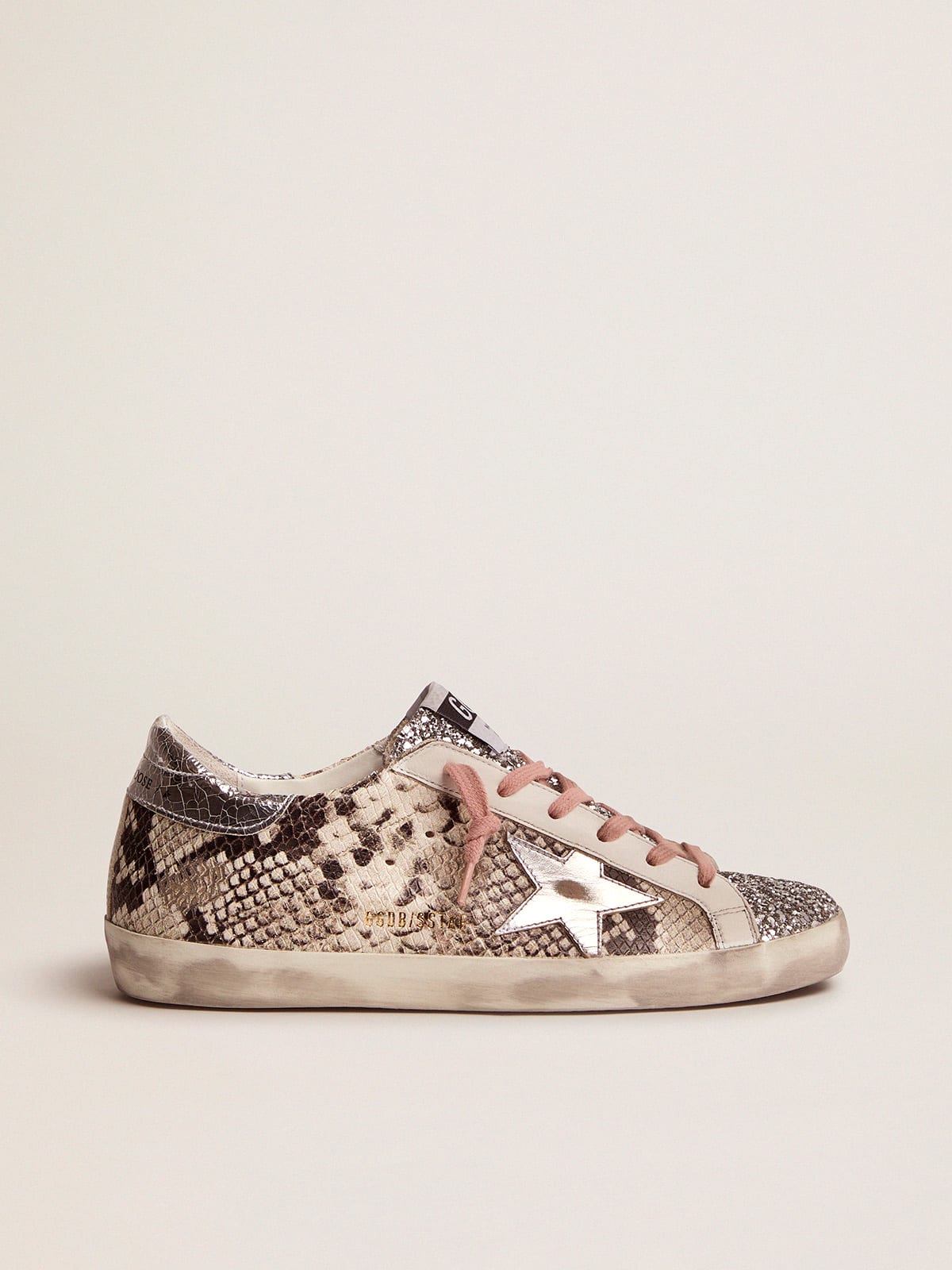 White glitter star hot sale snakeskin superstar sneakers