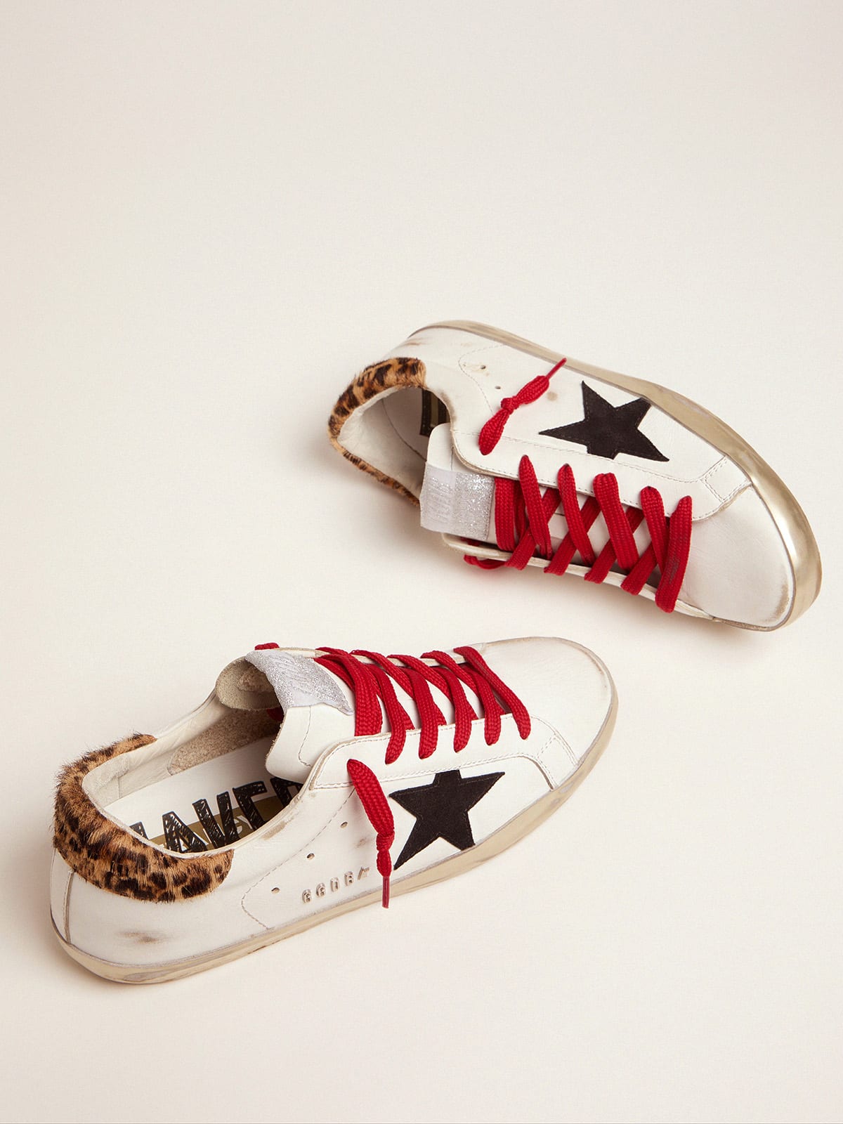 Golden goose sale with leopard laces