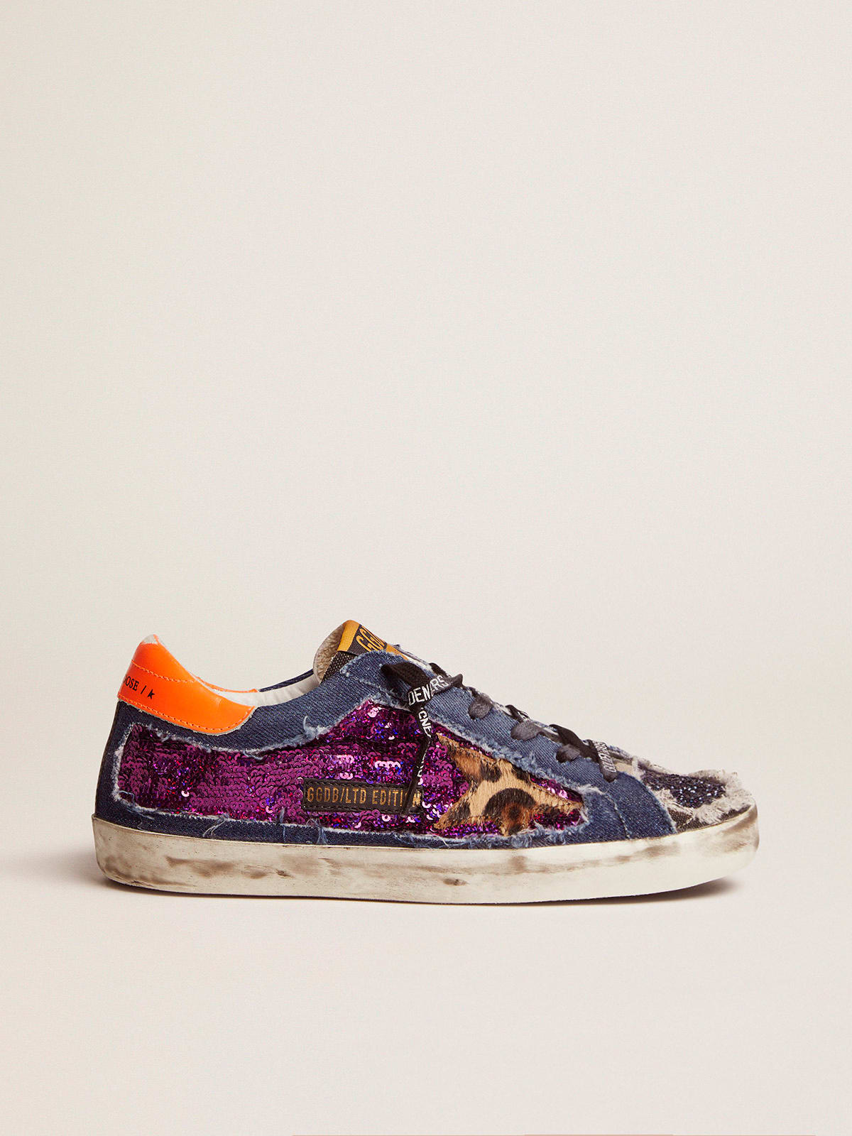Women\'s Limited Edition LAB glitter leopard-print Super-Star sneakers |  Golden Goose