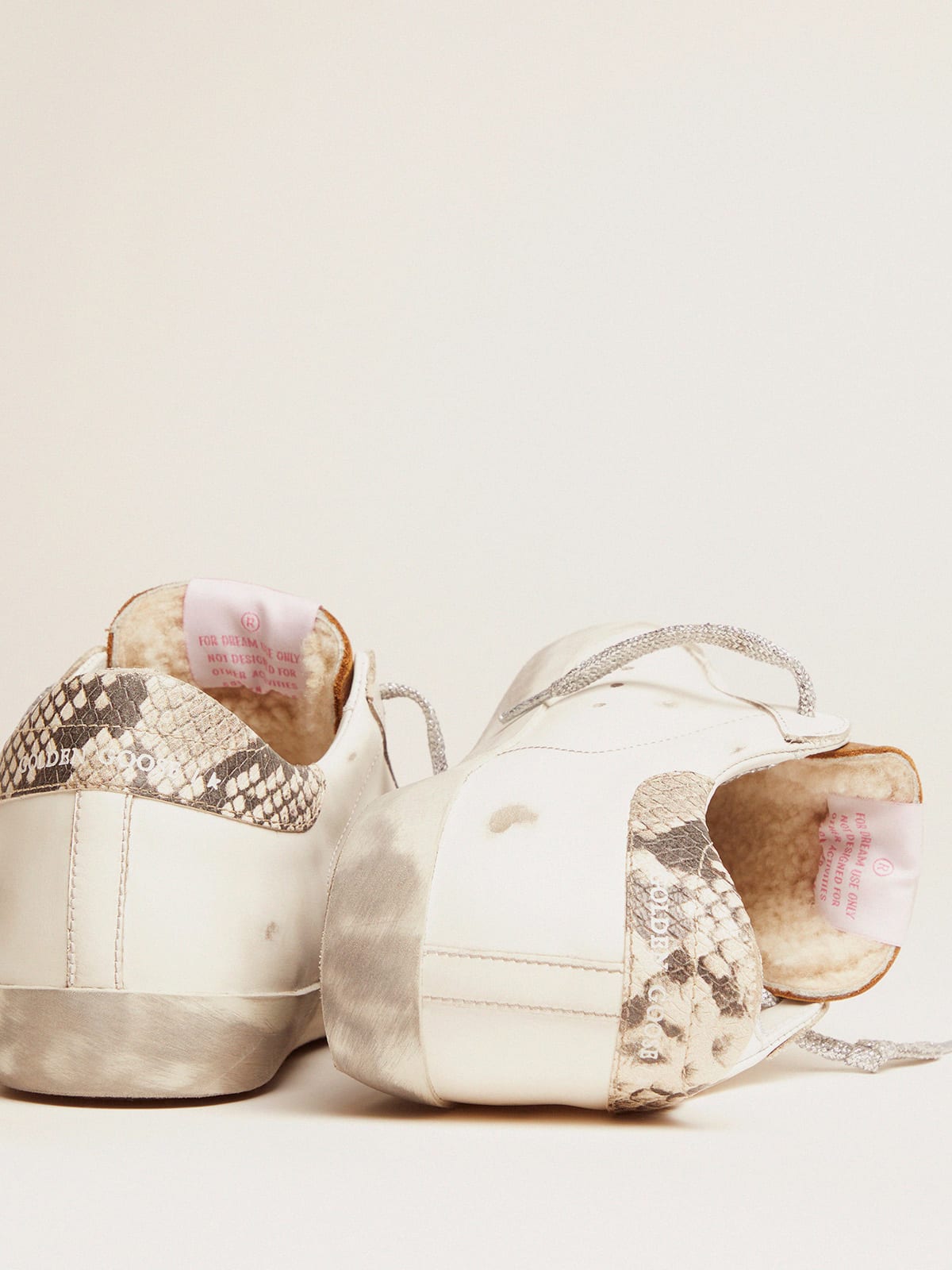 Golden Goose - Super-Star sneakers made from shearling with snake-print heel tab in 
