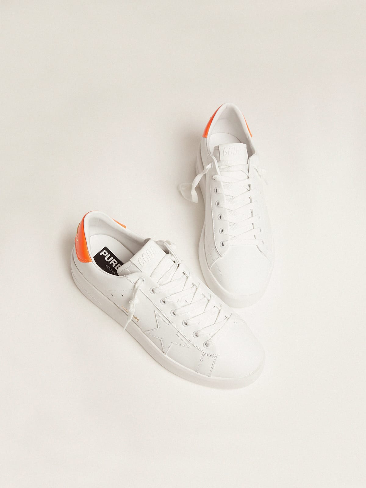 Golden Goose - Sneakers Purestar blanches avec contrefort orange fluo in 