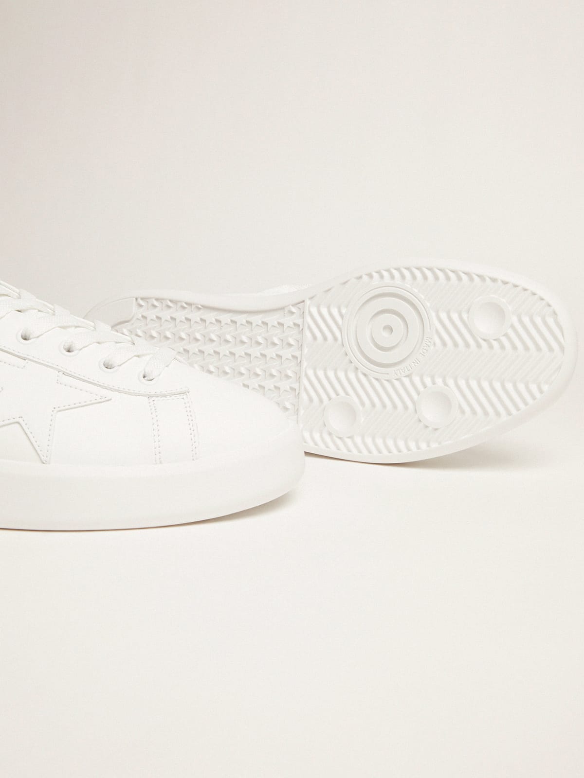 Golden Goose - White Purestar sneakers with fluorescent orange heel tab in 