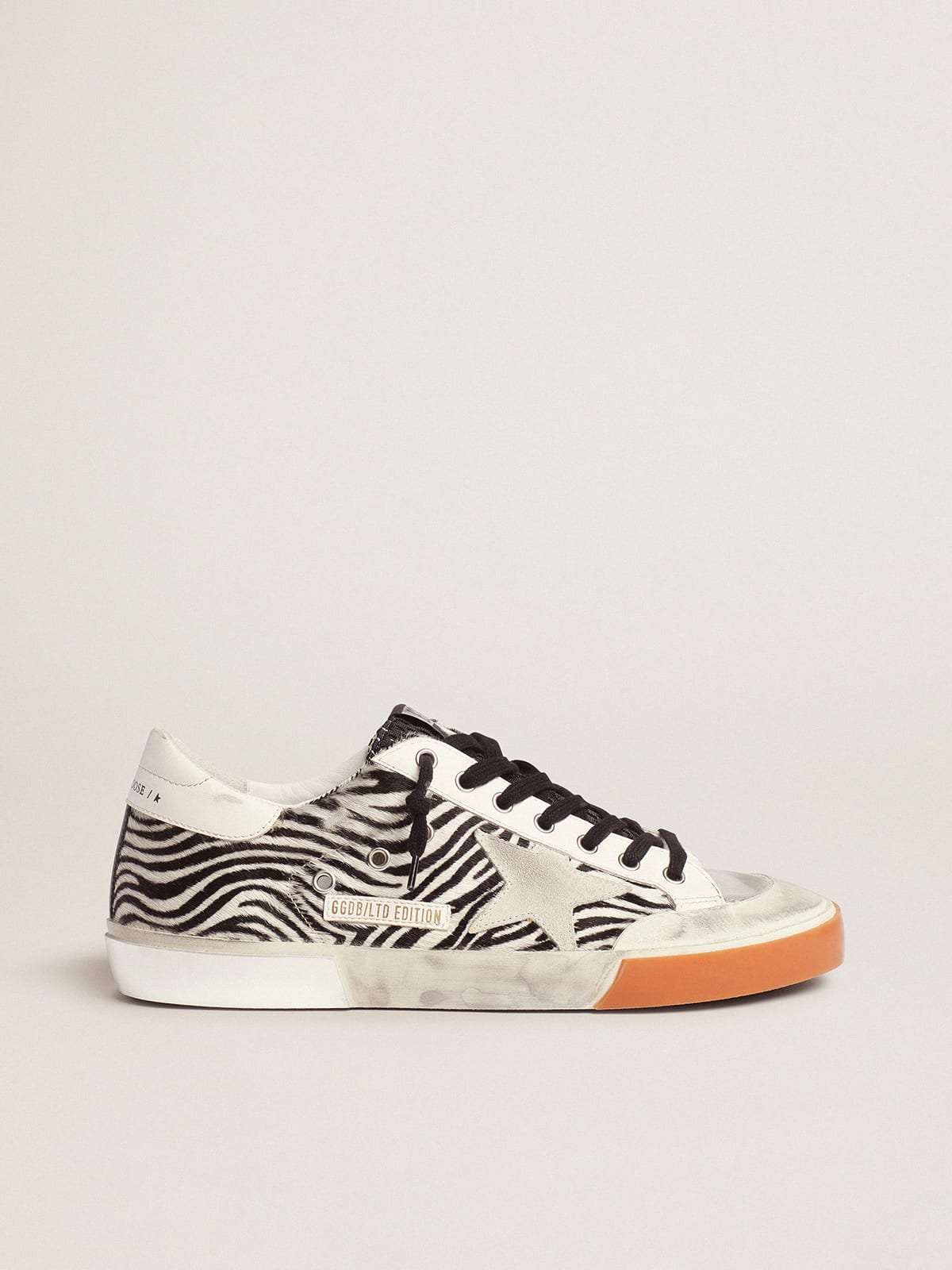 Men s Limited Edition LAB zebra print Super Star sneakers with mesh tongue