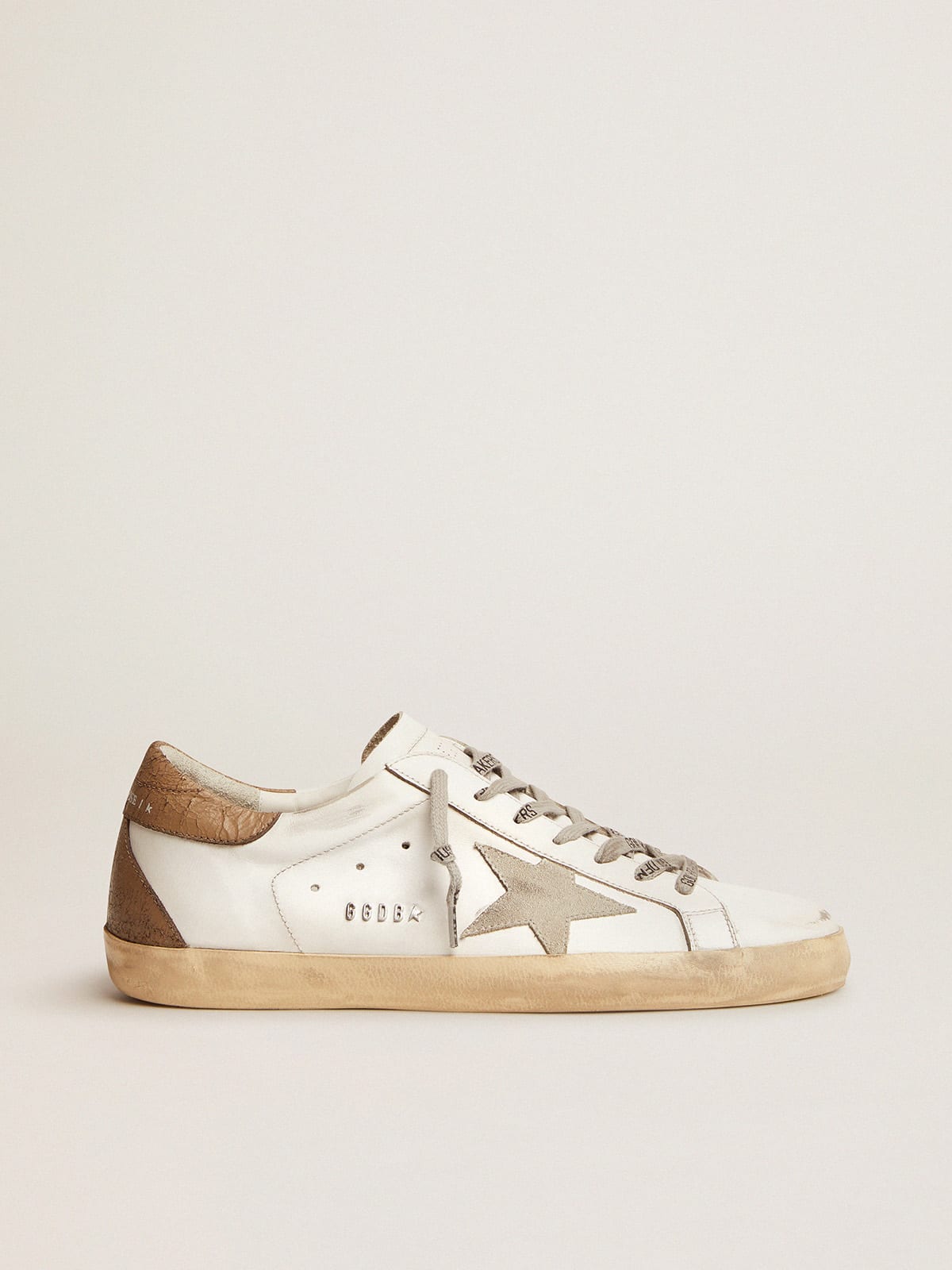 Super-Star sneakers with khaki-colored crackled leather heel tab ...