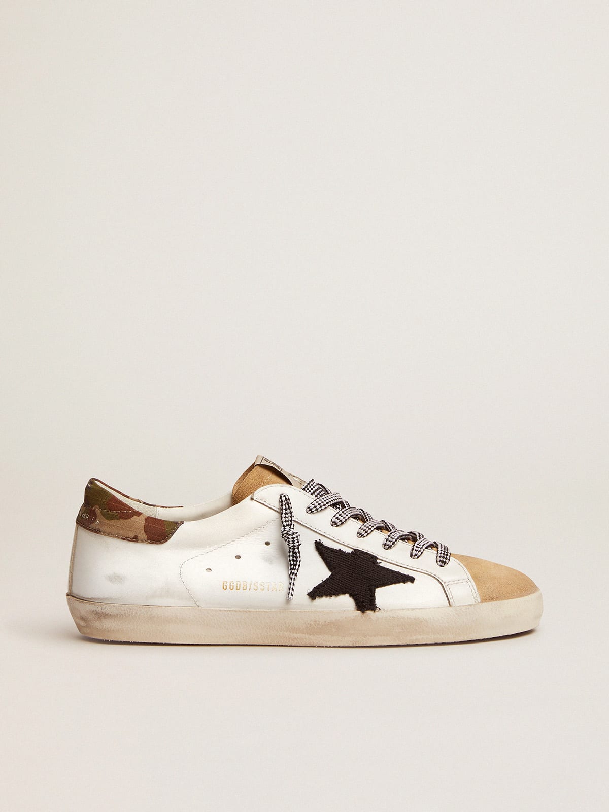 Super-Star LTD sneakers in white leather with camouflage heel tab and black  star