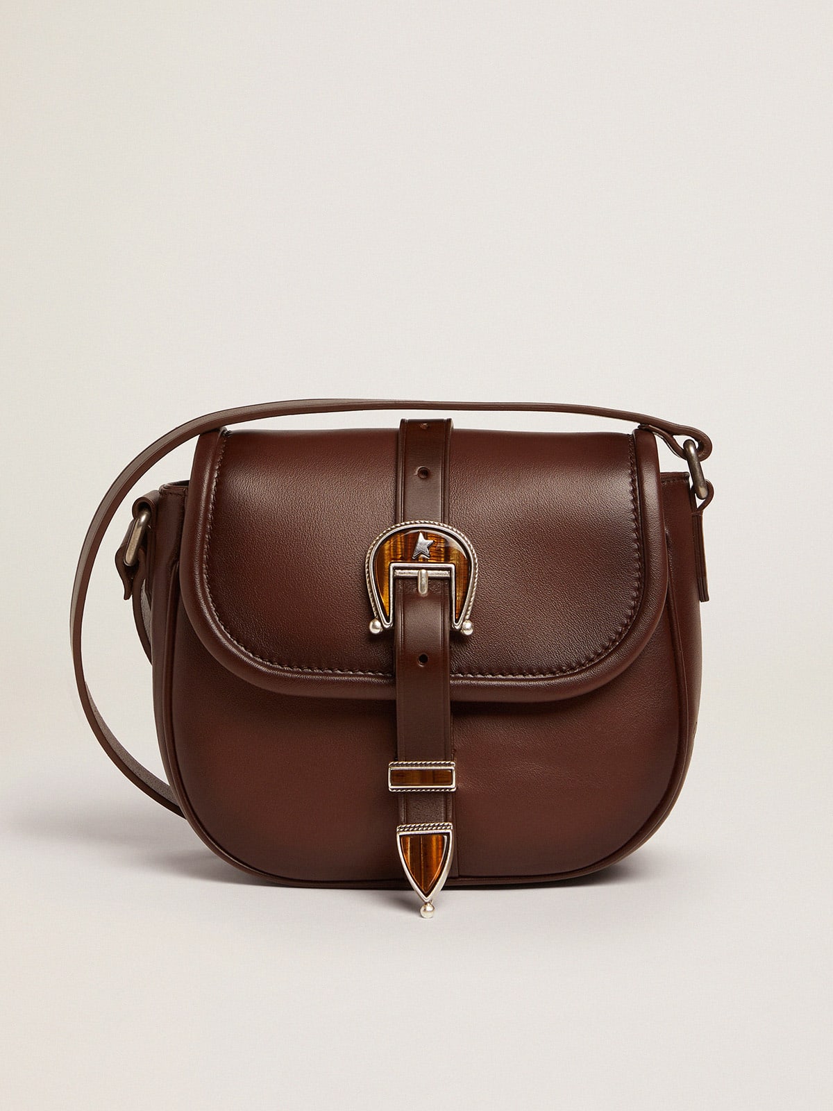 Golden Goose - Women's small Rodeo Bag in dark tan leather in 