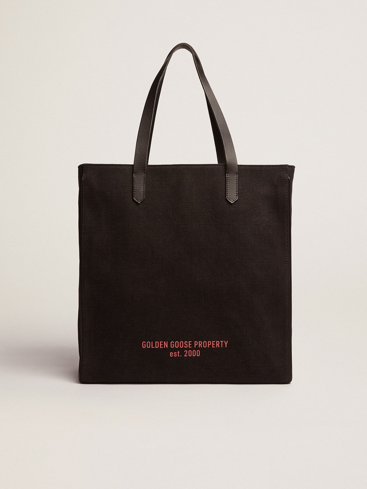 Golden Goose - Schwarze California Bag im Hochformat mit roter Kontrastschrift in 