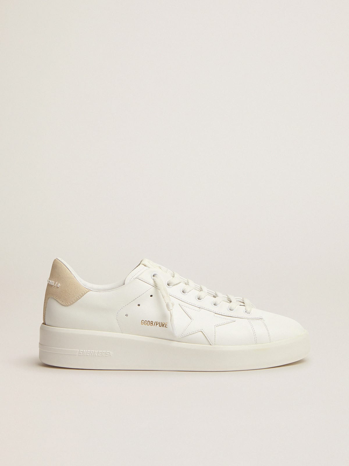 Purestar sneakers in white leather with cream suede heel tab | Golden Goose