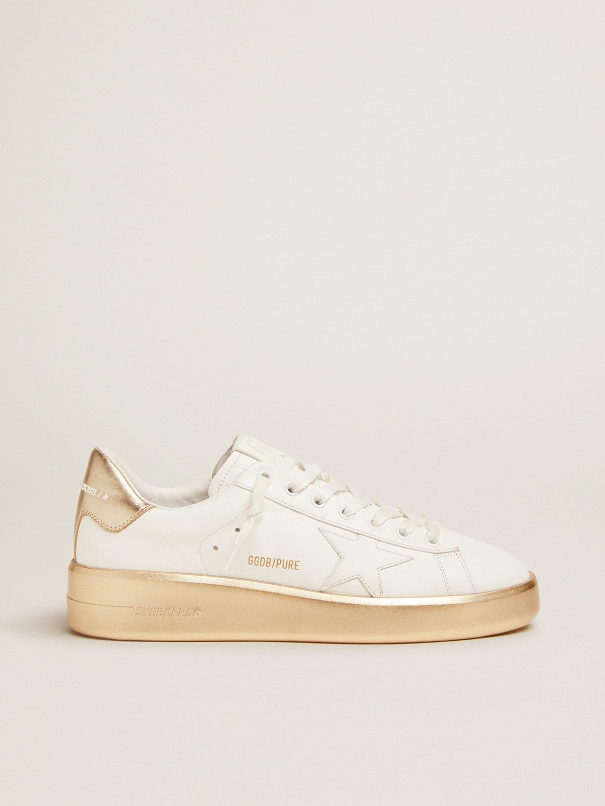 Purestar sneakers in leather with foxing and gold laminated leather ...