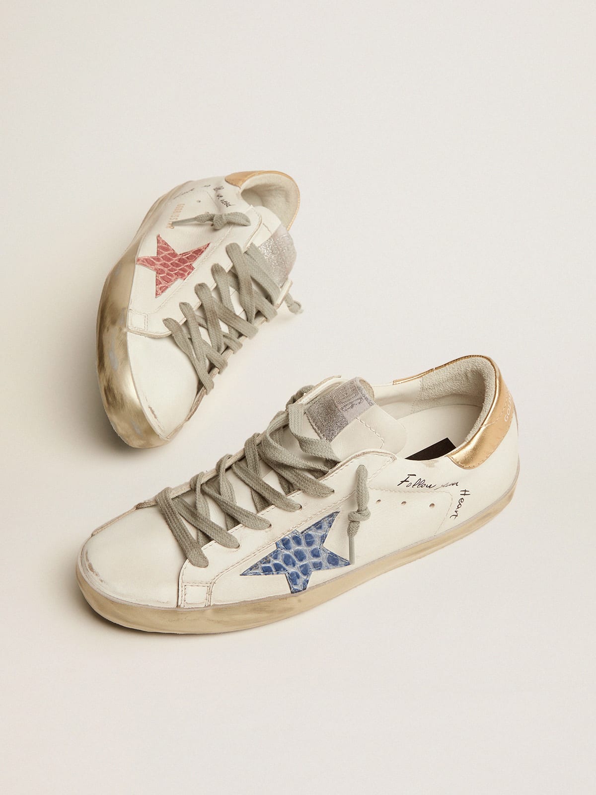 Super-Star sneakers with handwritten lettering and crocodile-print ...