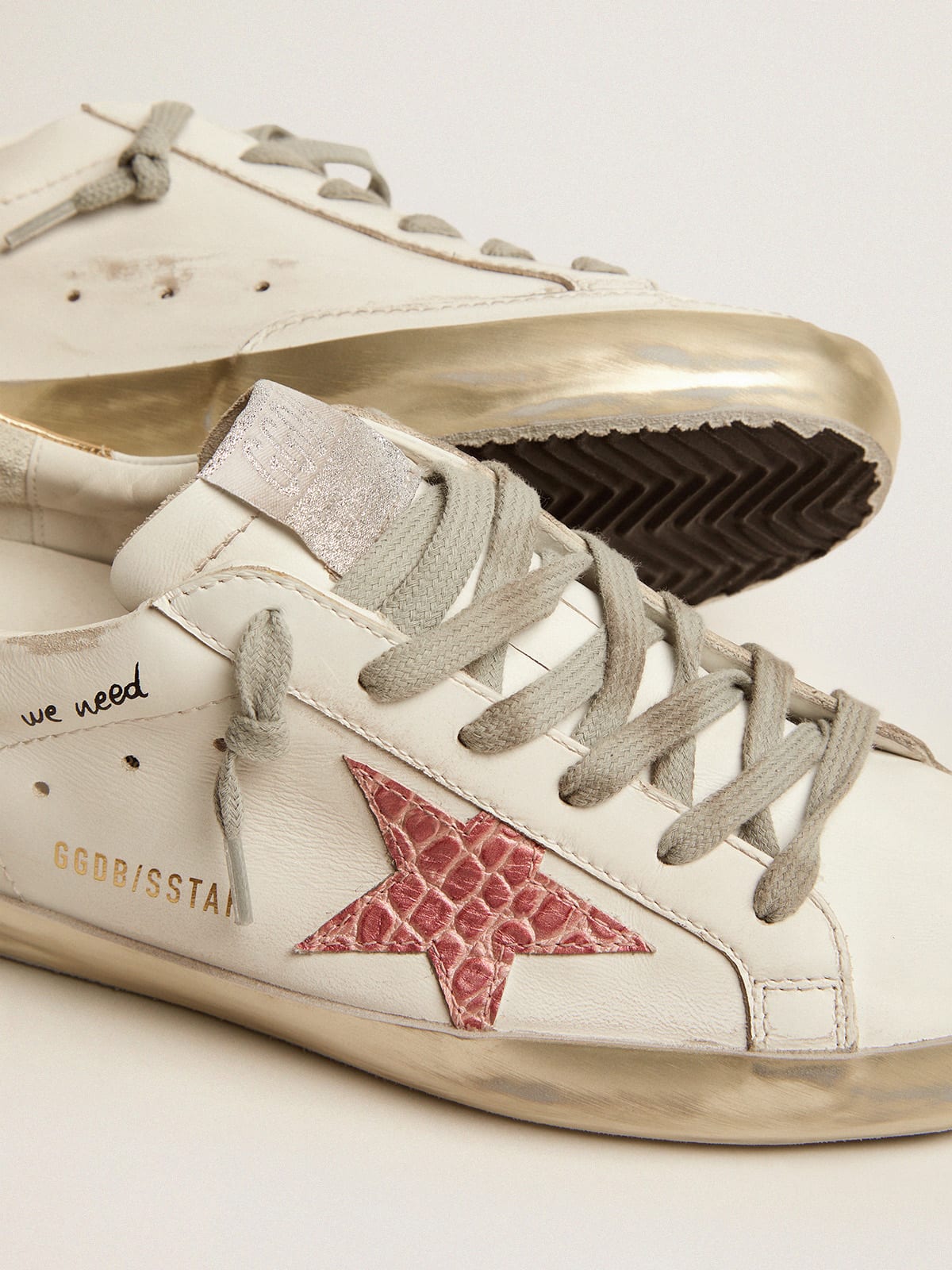 Super-Star sneakers with handwritten lettering and crocodile-print 