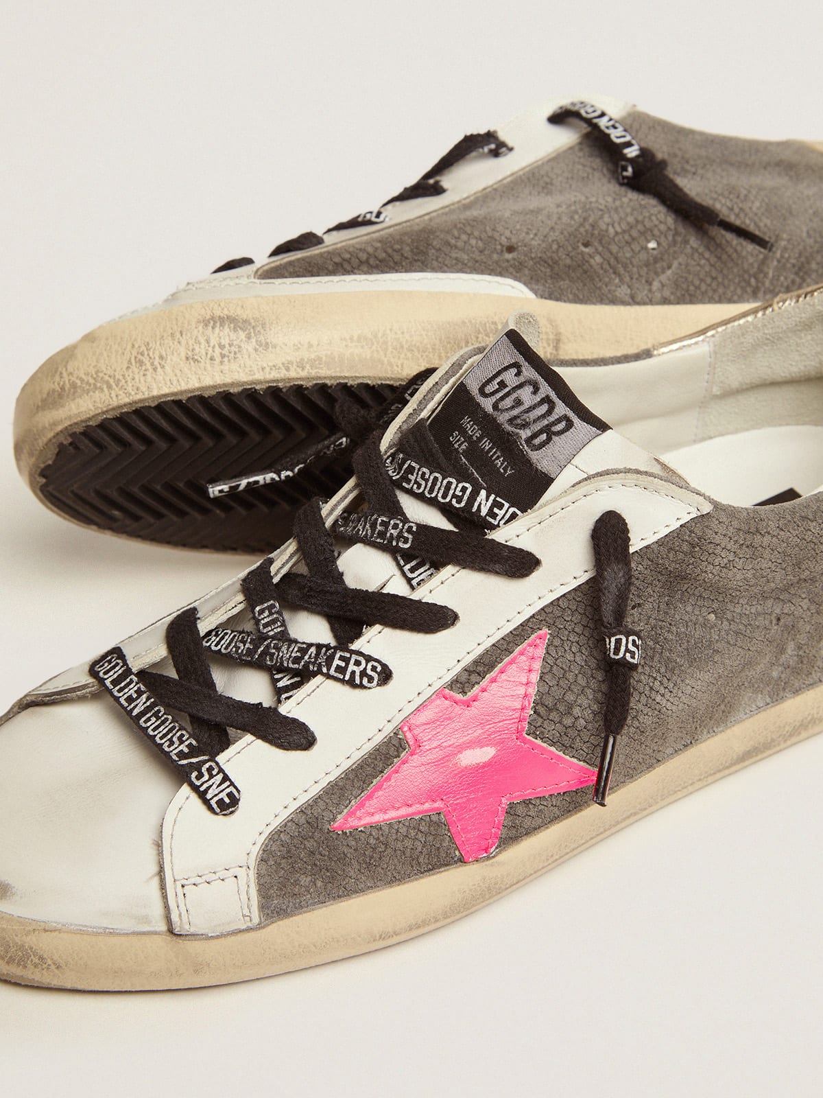 Super-Star LTD sneakers with snake-print suede upper and gold heel tab |  Golden Goose