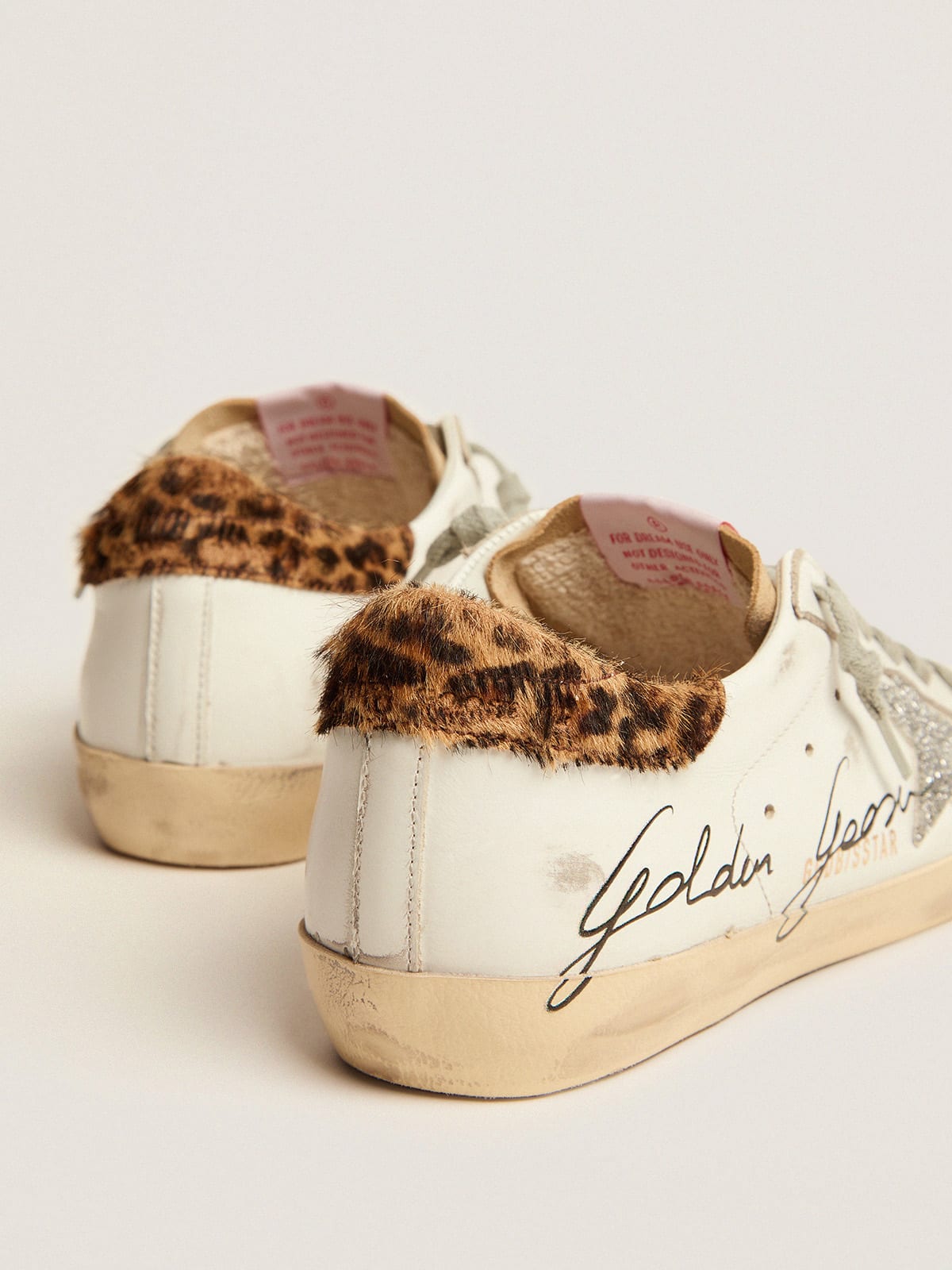 Super-Star sneakers with leopard-print pony skin heel tab and Swarovski star  | Golden Goose