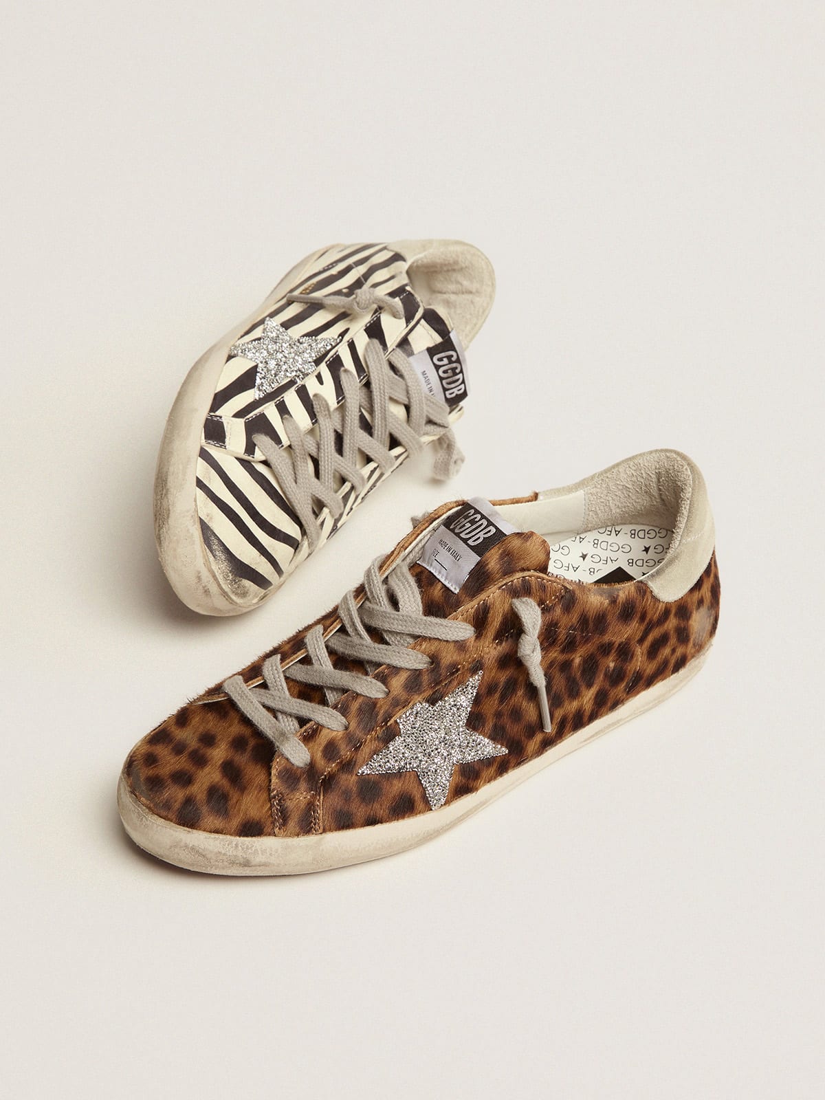 Super-Star LTD sneakers in animal-print pony skin with Swarovski star |  Golden Goose