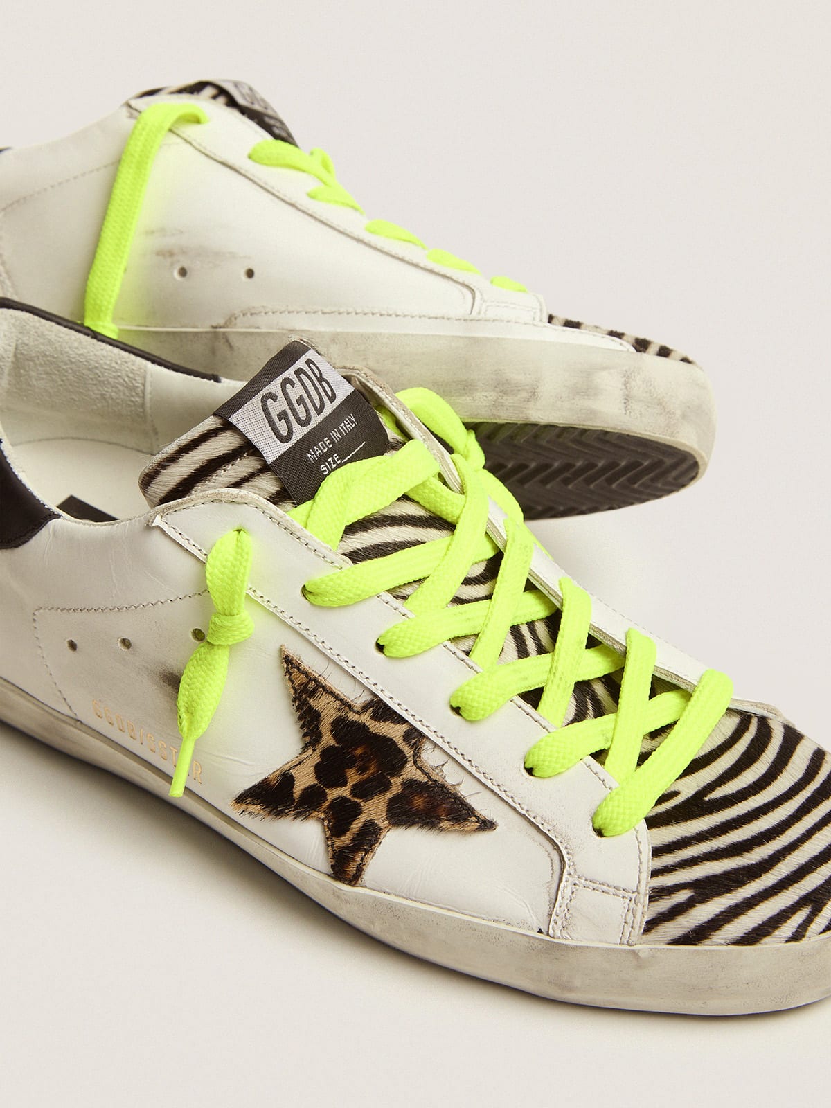 Super-Star LTD sneakers with animal-print pony skin tongue and star |  Golden Goose