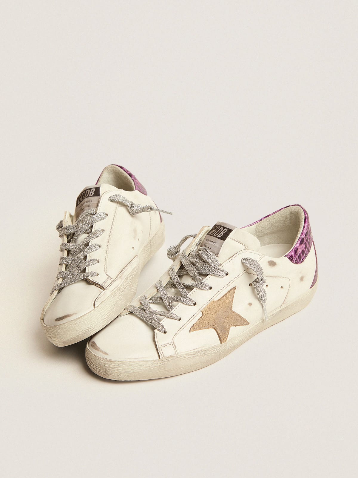 Super-Star LTD sneakers with purple crocodile-print leather heel tab |  Golden Goose