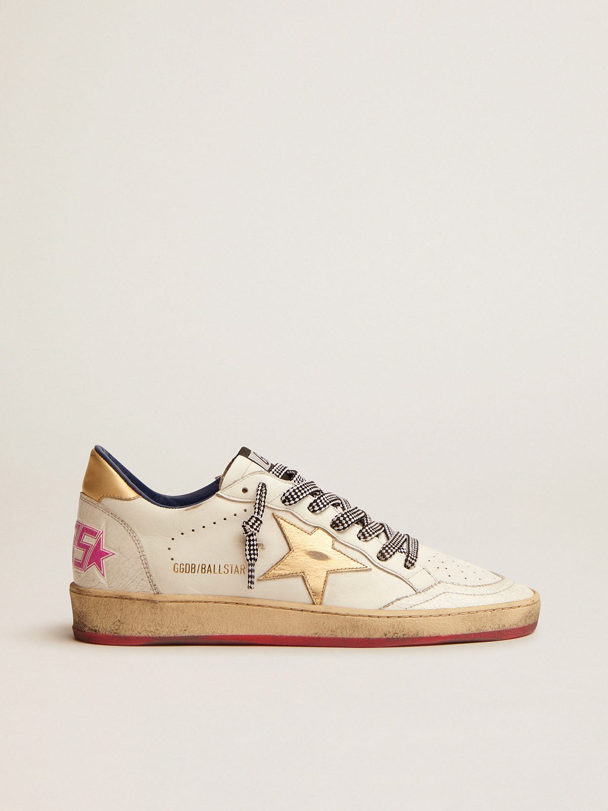 Ball Star LTD sneakers in white leather with gold inserts | Golden