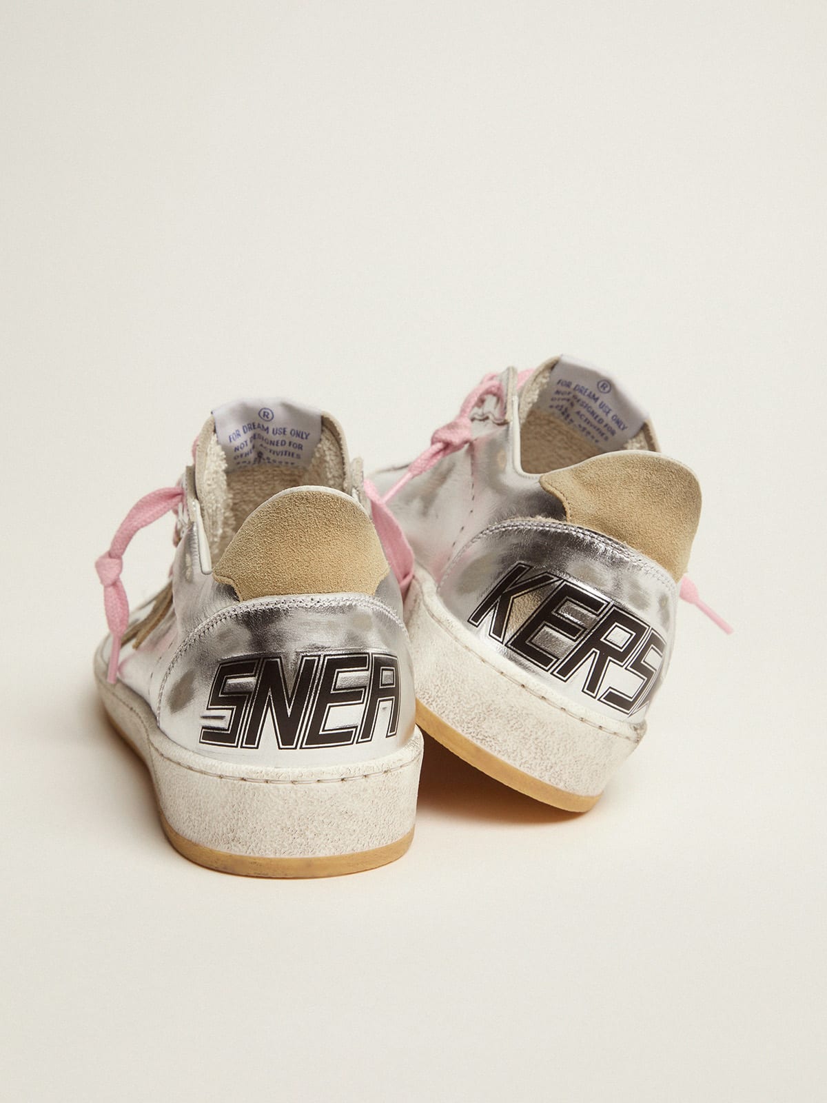 Ball Star LTD sneakers in silver laminated leather with suede details |  Golden Goose