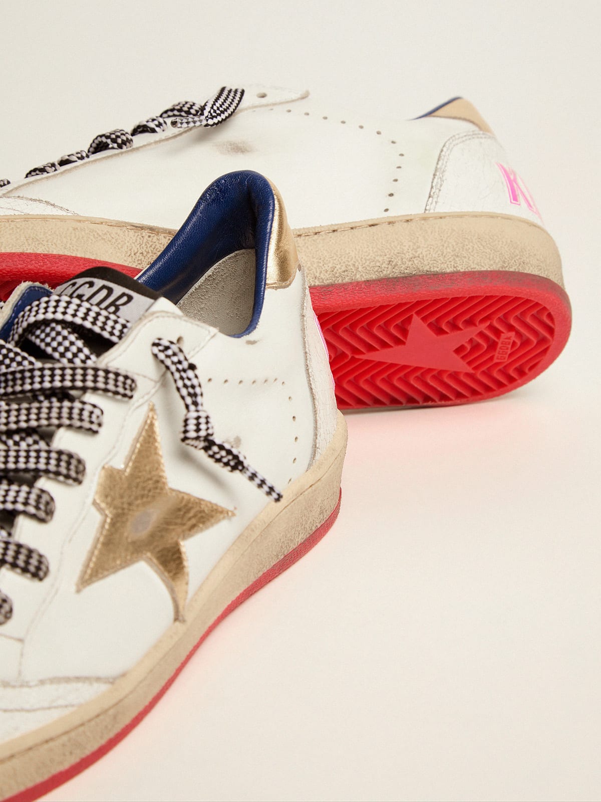 Ball Star LTD sneakers in white leather with gold inserts | Golden Goose