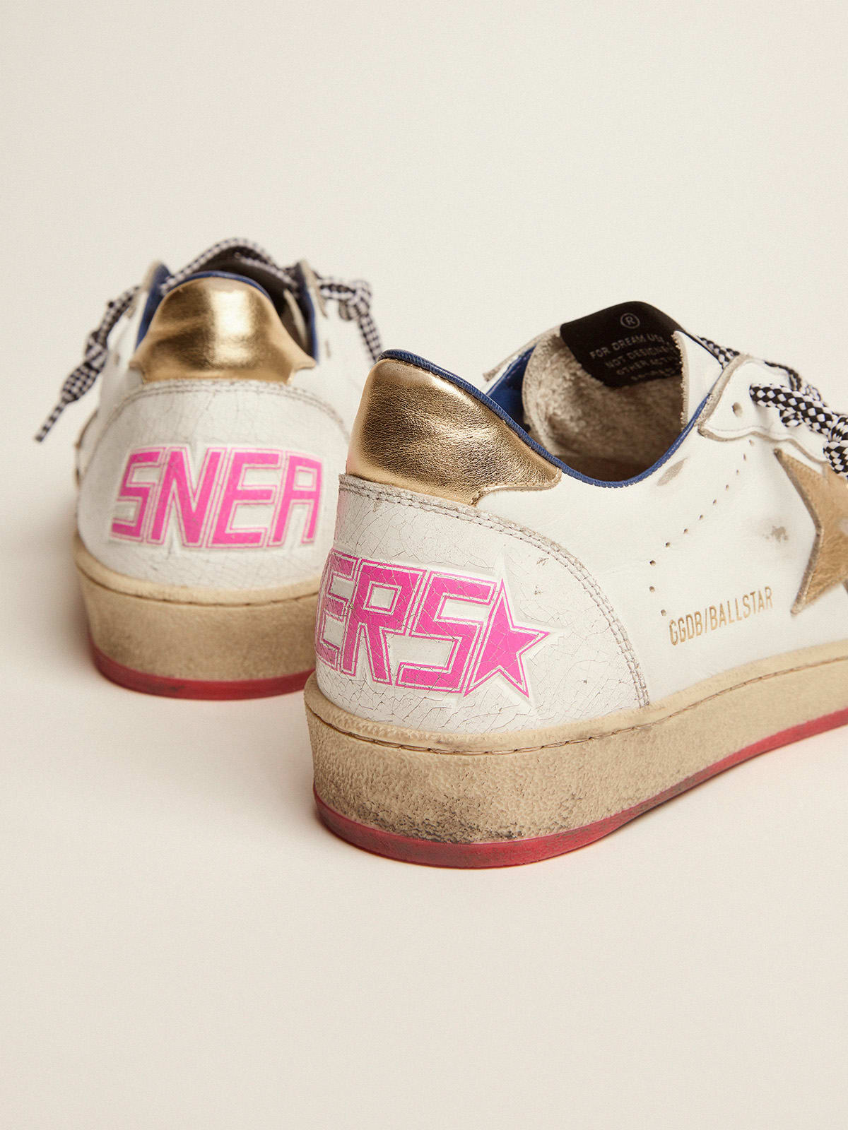 Ball Star LTD sneakers in white leather with gold inserts | Golden Goose