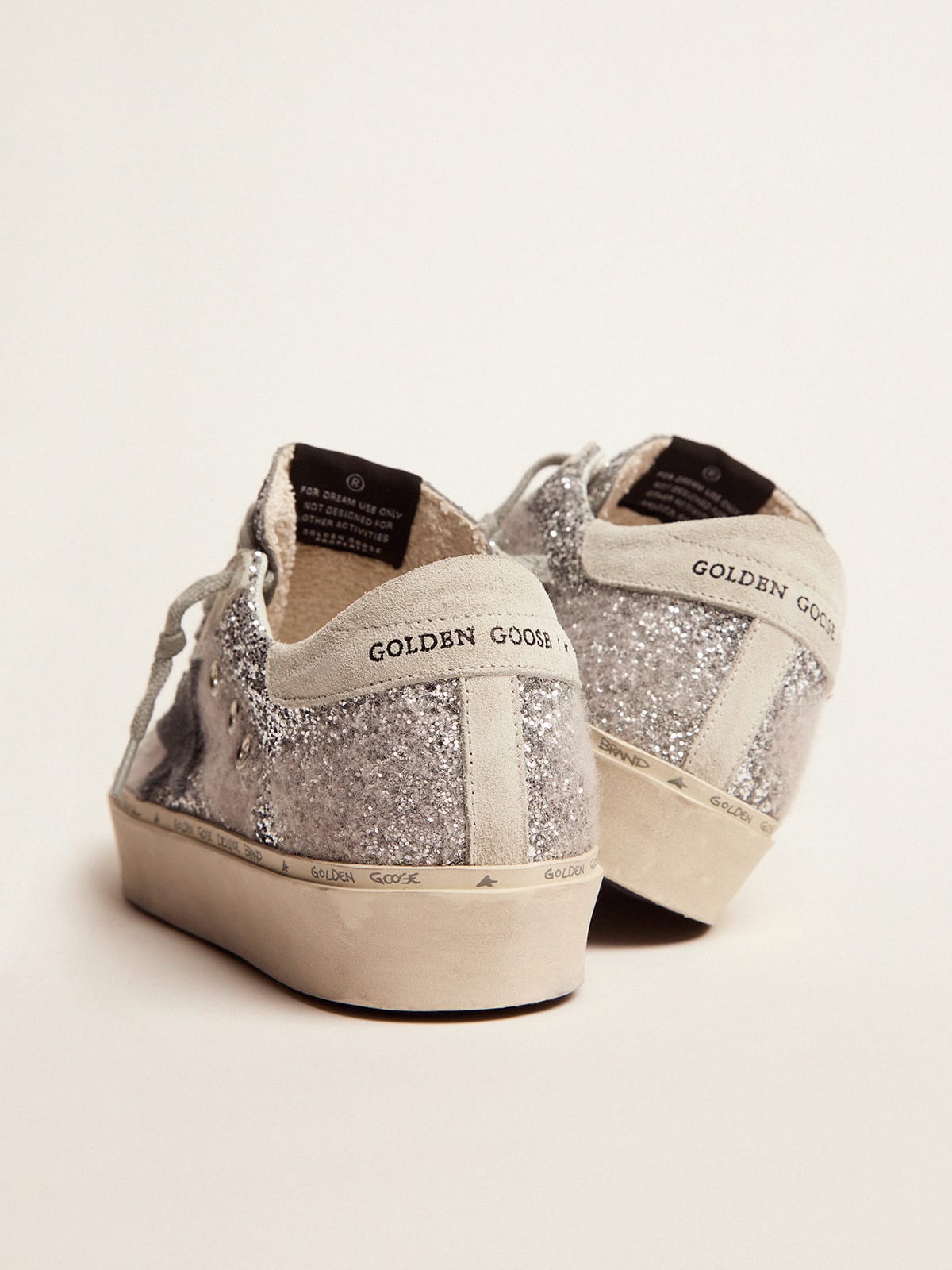 Golden Goose - Hi Star sneakers in silver glitter and wool and star with chenille embroidery in 