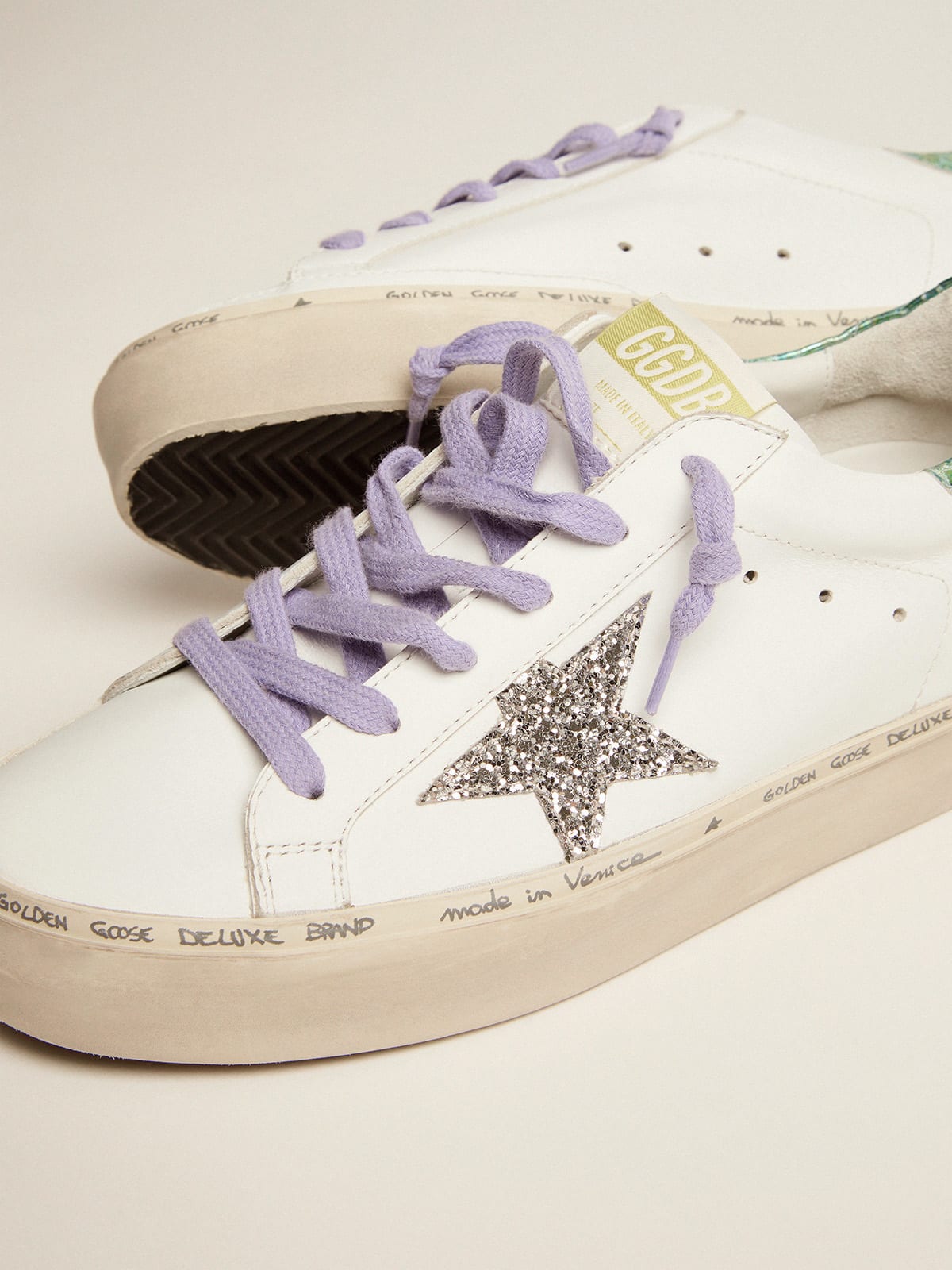 Hi Star LTD sneakers with glitter star and printed heel tab | Golden Goose