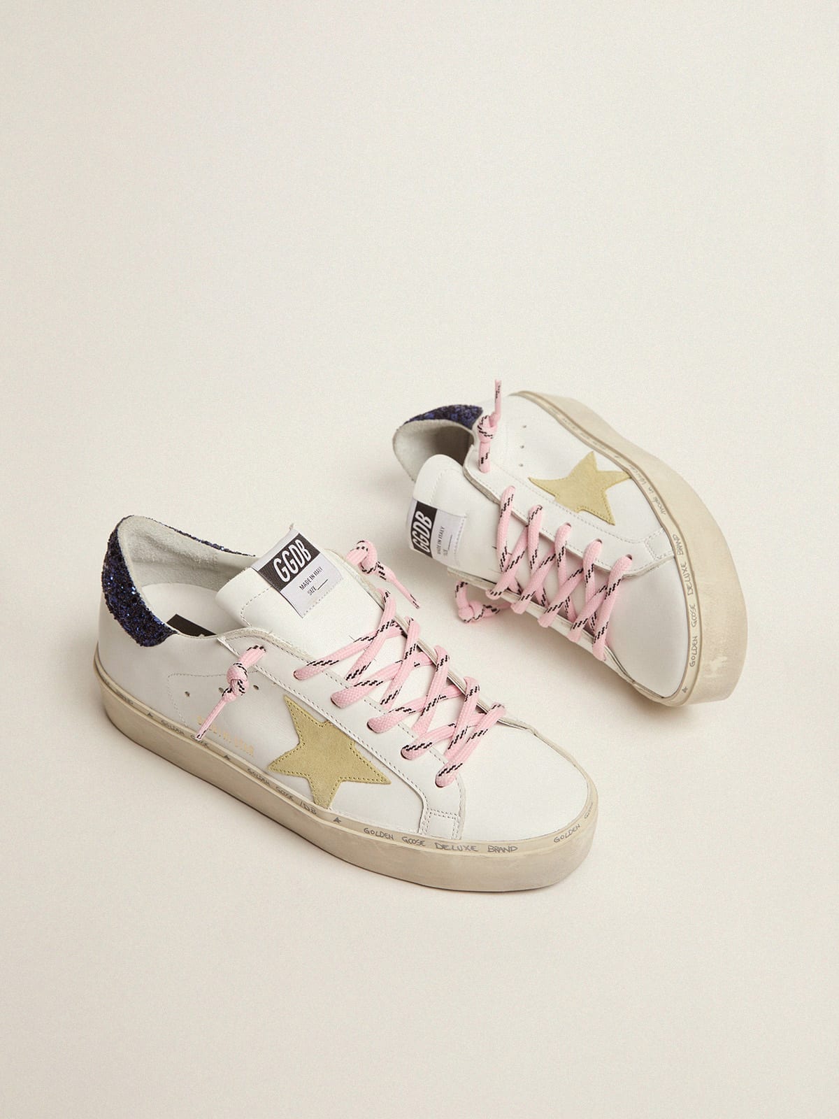 Hi Star LTD sneakers with glitter heel tab and yellow suede star | Golden  Goose