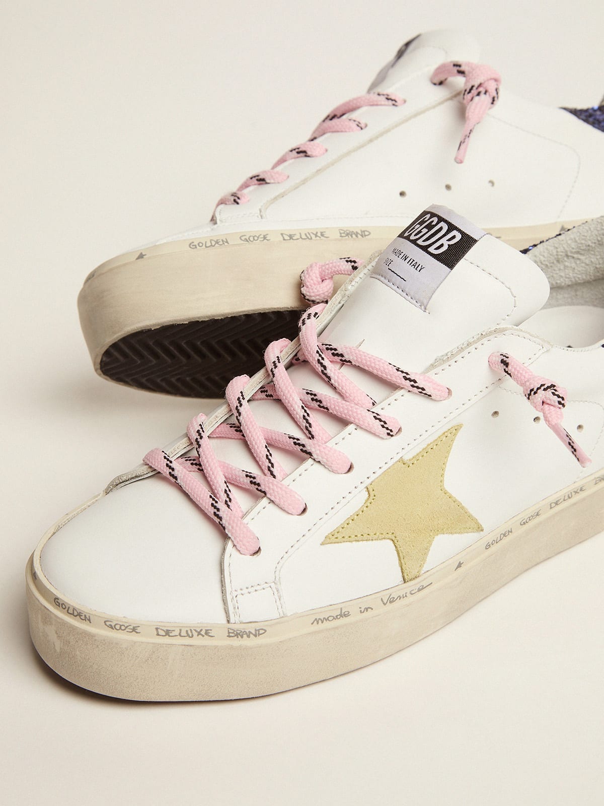 Golden Goose - Hi Star LTD sneakers with glitter heel tab and yellow suede star in 