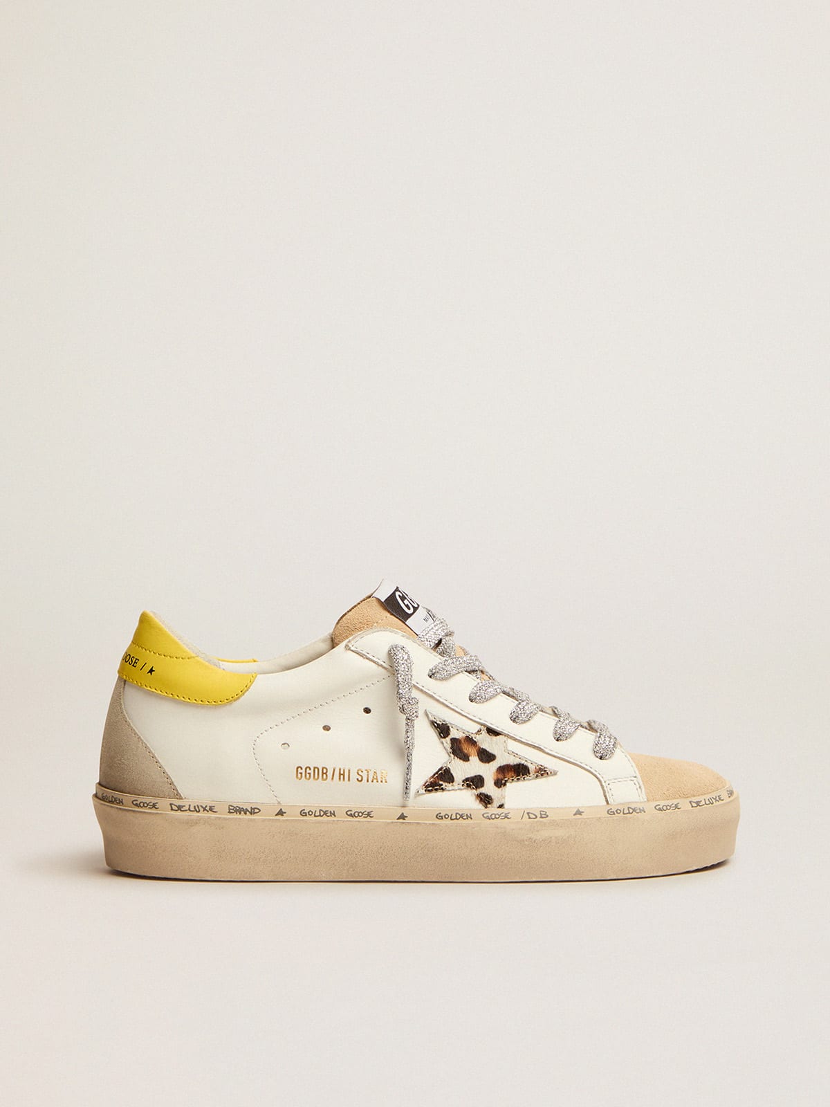 Hi Star LTD sneakers with zebra-print pony skin star and glitter heel tab |  Golden Goose