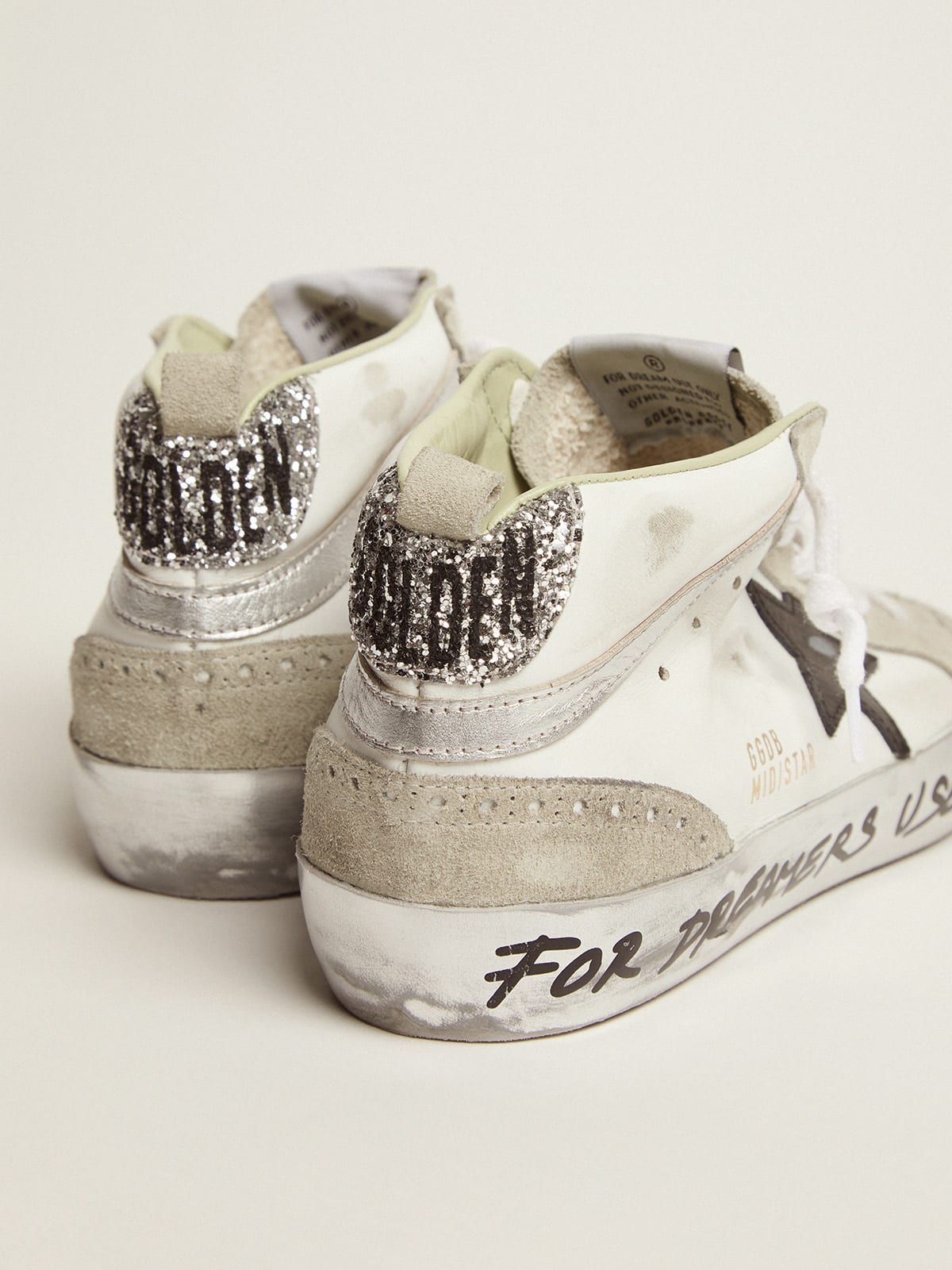 Mid Star LTD sneakers with glitter heel tab and handwritten lettering ...