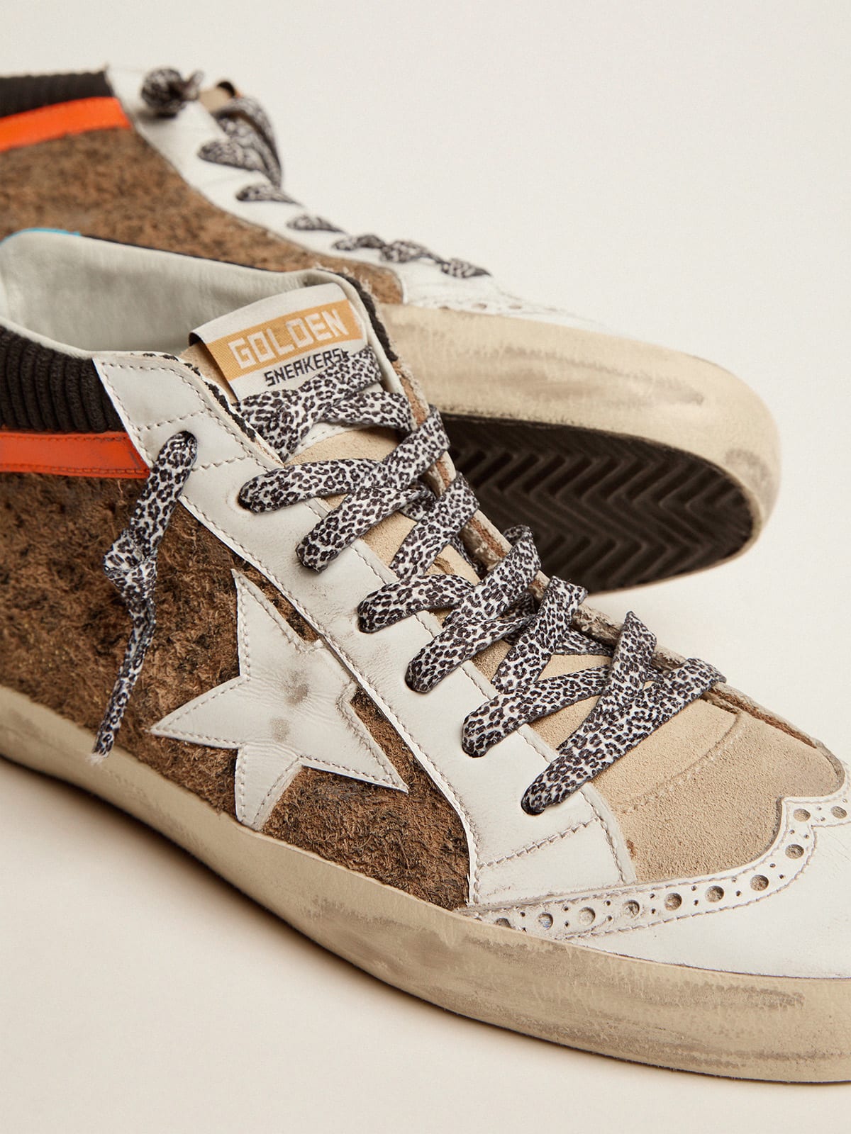 Golden Goose - Mid Star LTD sneakers with leopard-print and corduroy suede upper in 