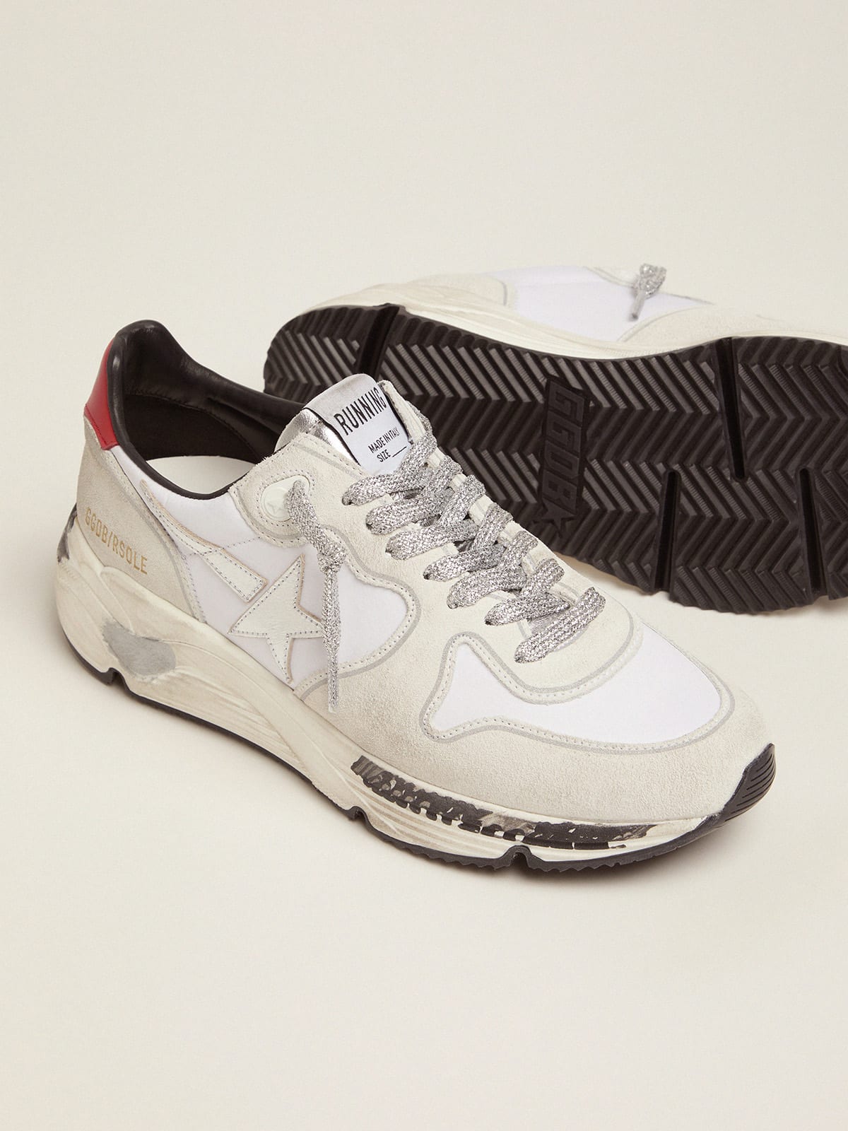 Golden Goose Running Sole White Red