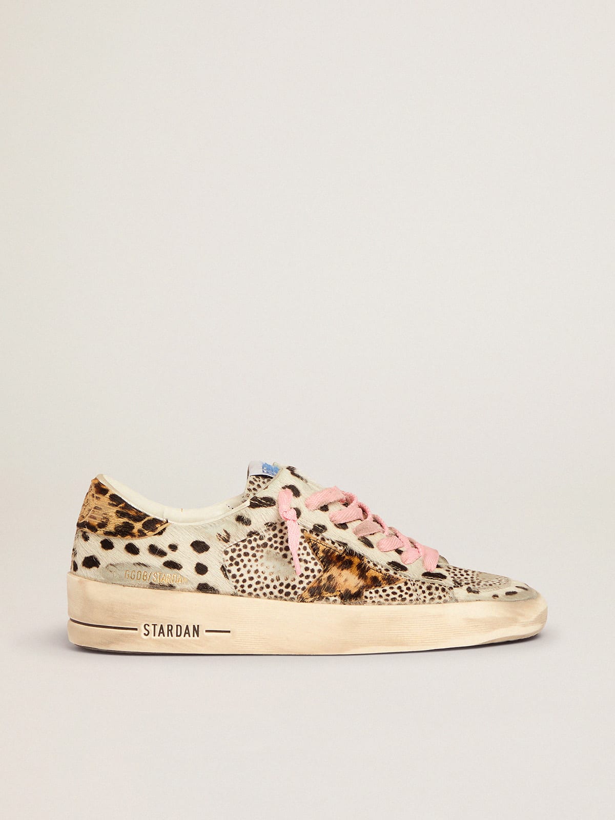 Stardan sneakers in polka-dot pony skin with leopard-print pony skin ...