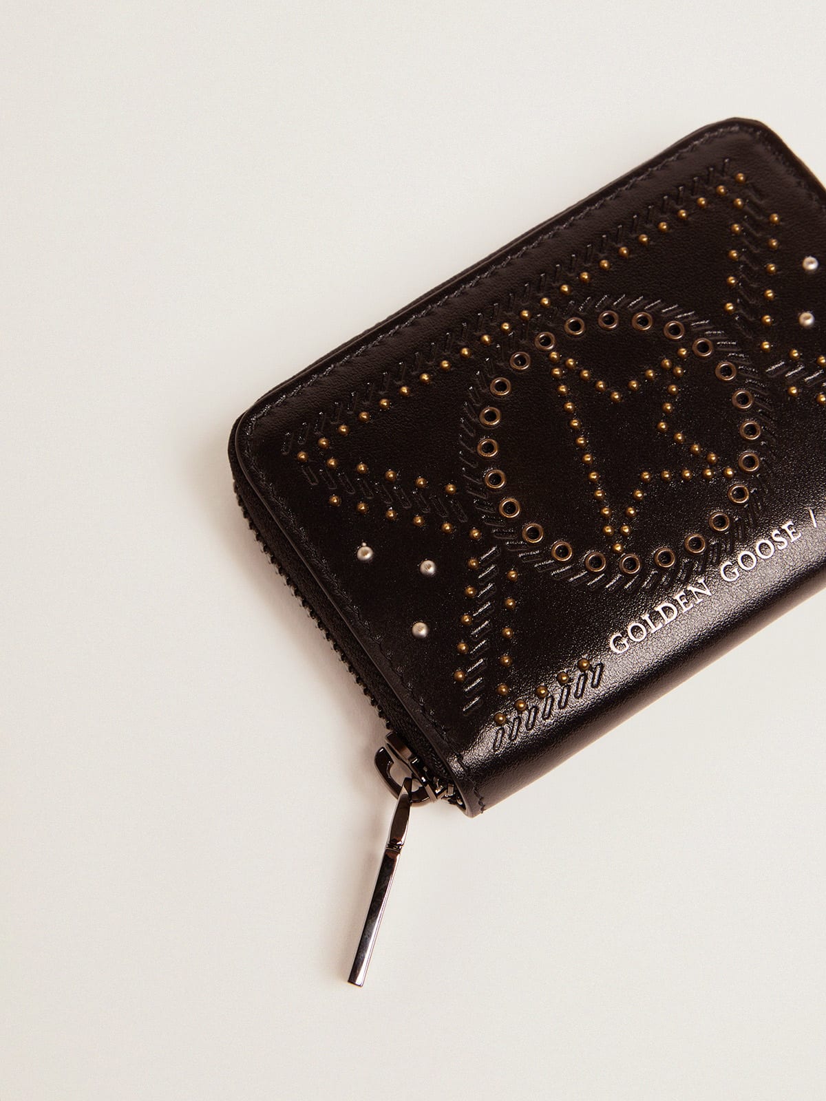 Golden Goose - Star Compact wallet in leather with studs     in 