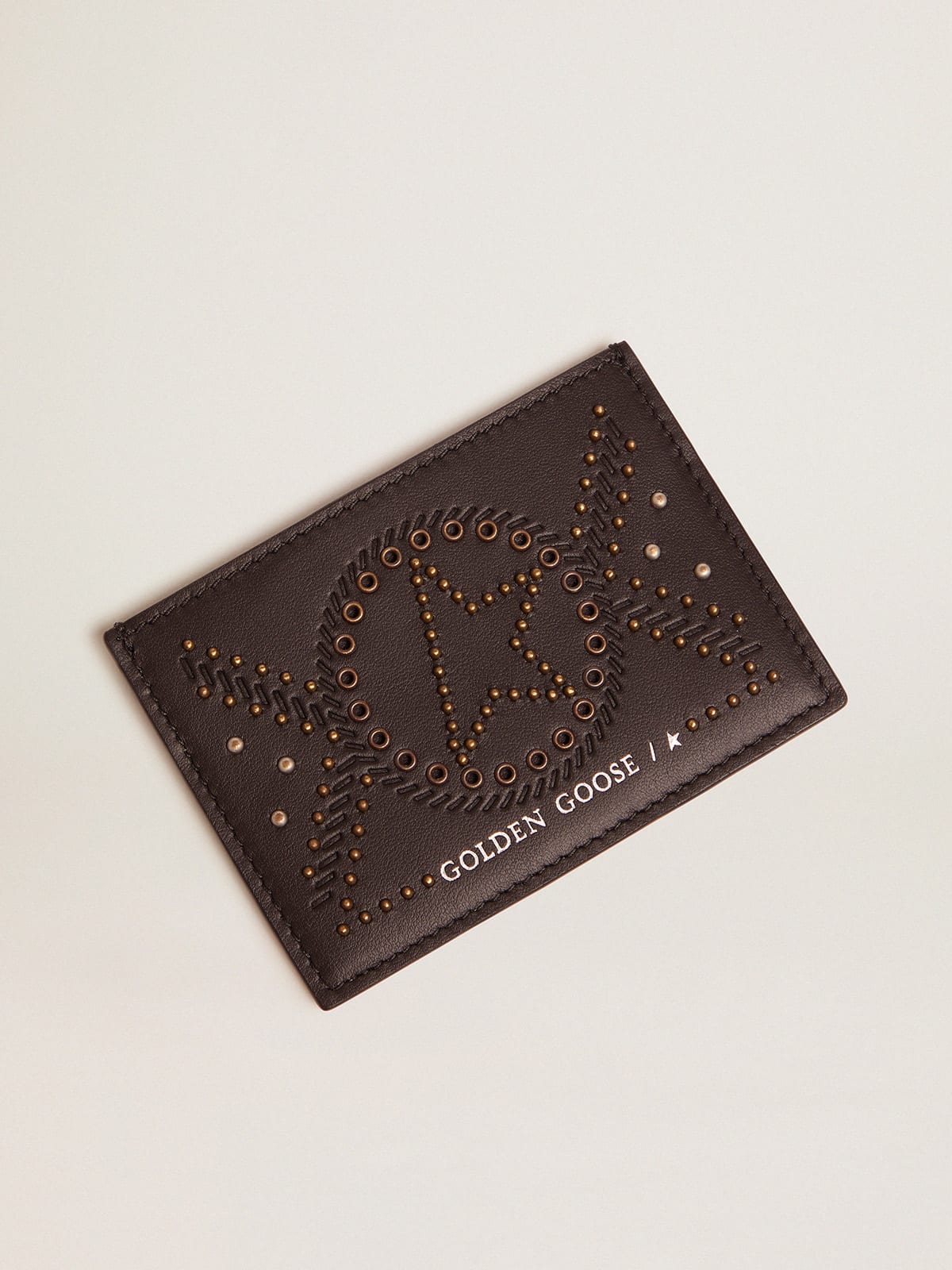 Golden Goose - Star card holder in leather with studs in 